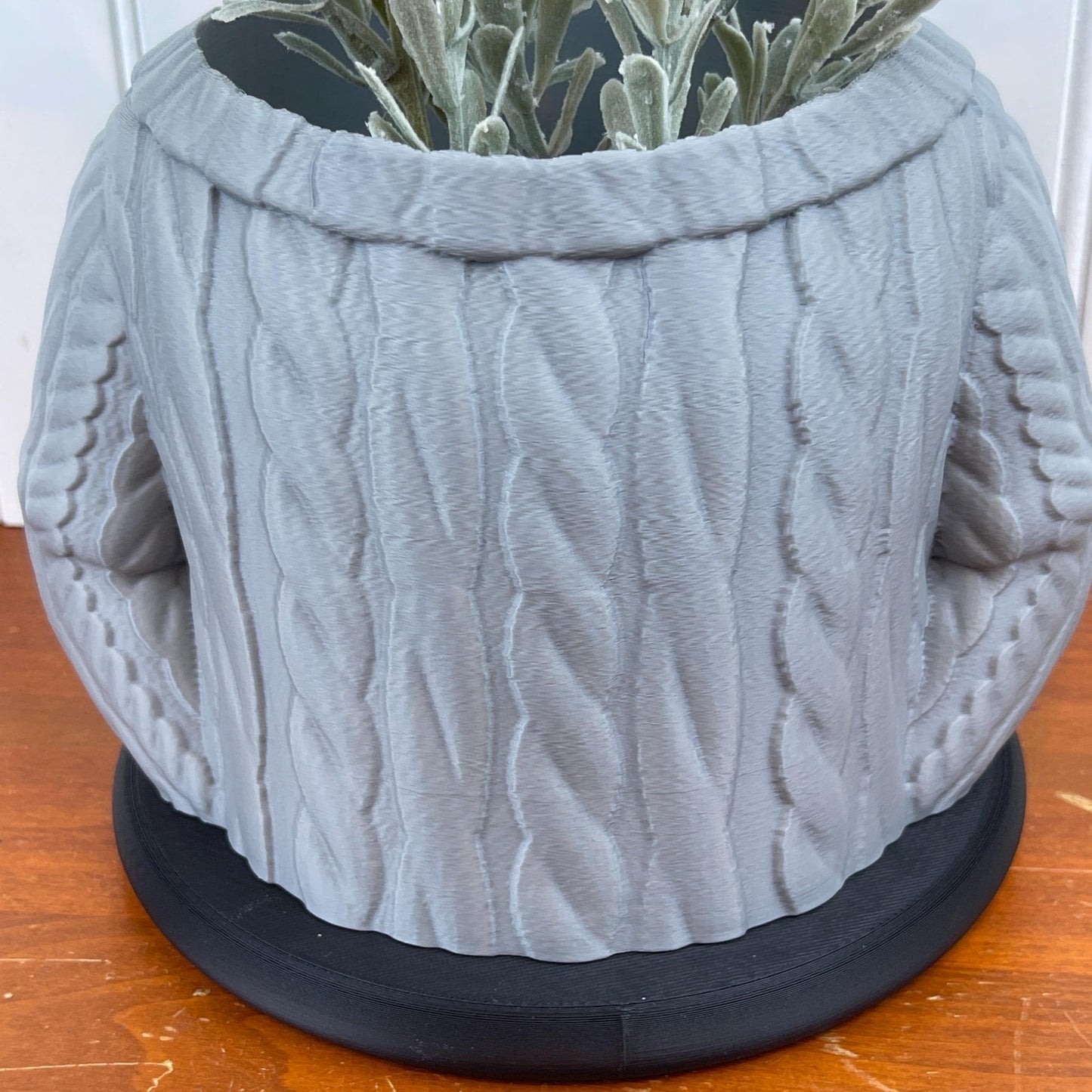 Wool Sweater Indoor Planter Pot, Cable Knit Flower Pot, Planter, Quirky Unique Planter