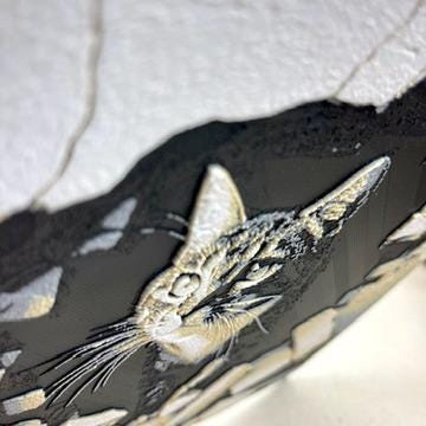 Curious Tabby Cat Art, Cat in Crumbling Wall Art, Bold Cat Print, Cat Decor