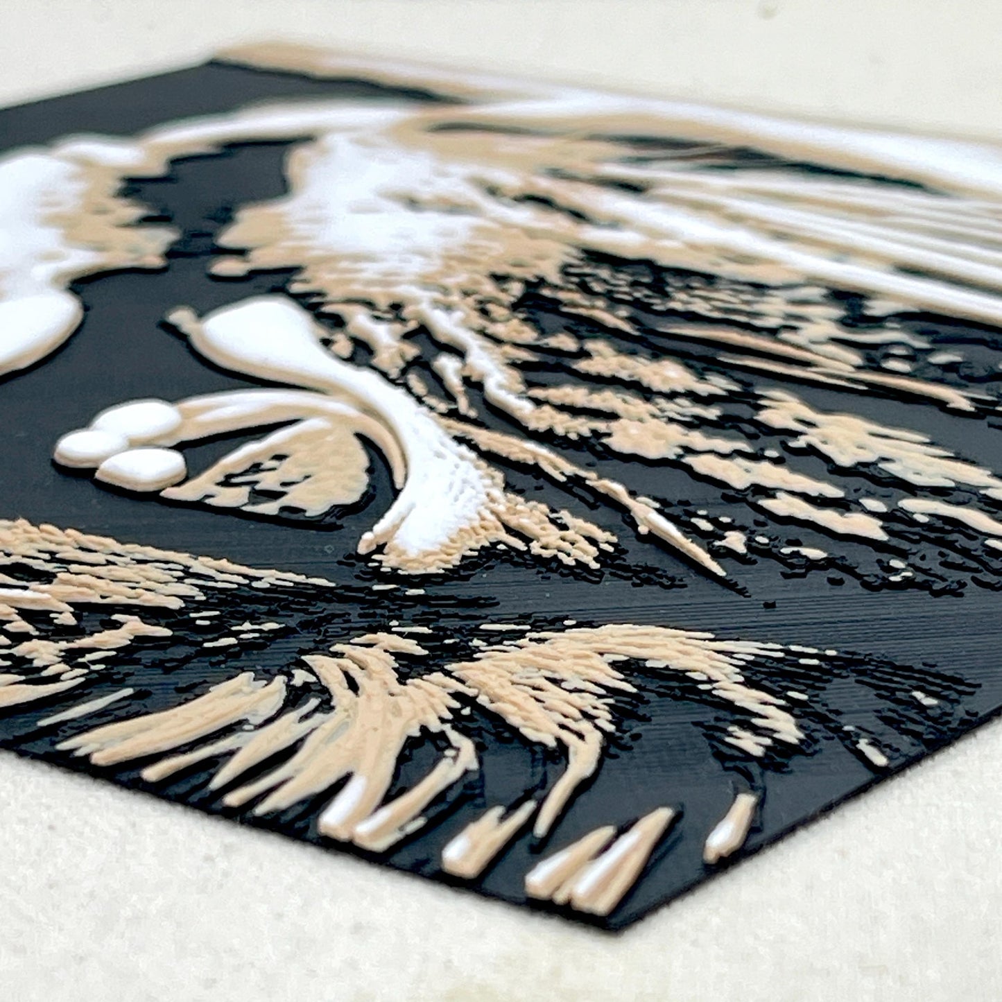 Cat Silhouette Wall Art: Textured Realistic Feline Print, 7.5in Square