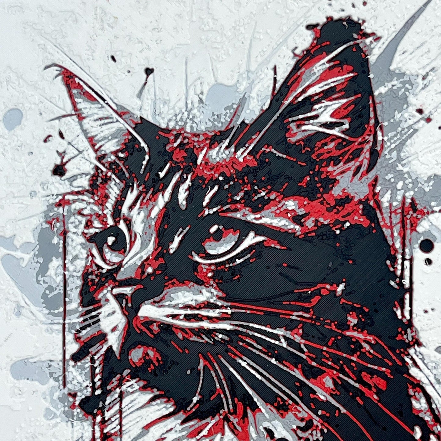 Cat Wall Art, Modern Abstract Drip Painting Style Wall Art, Textured Feline Art, Cat Lover