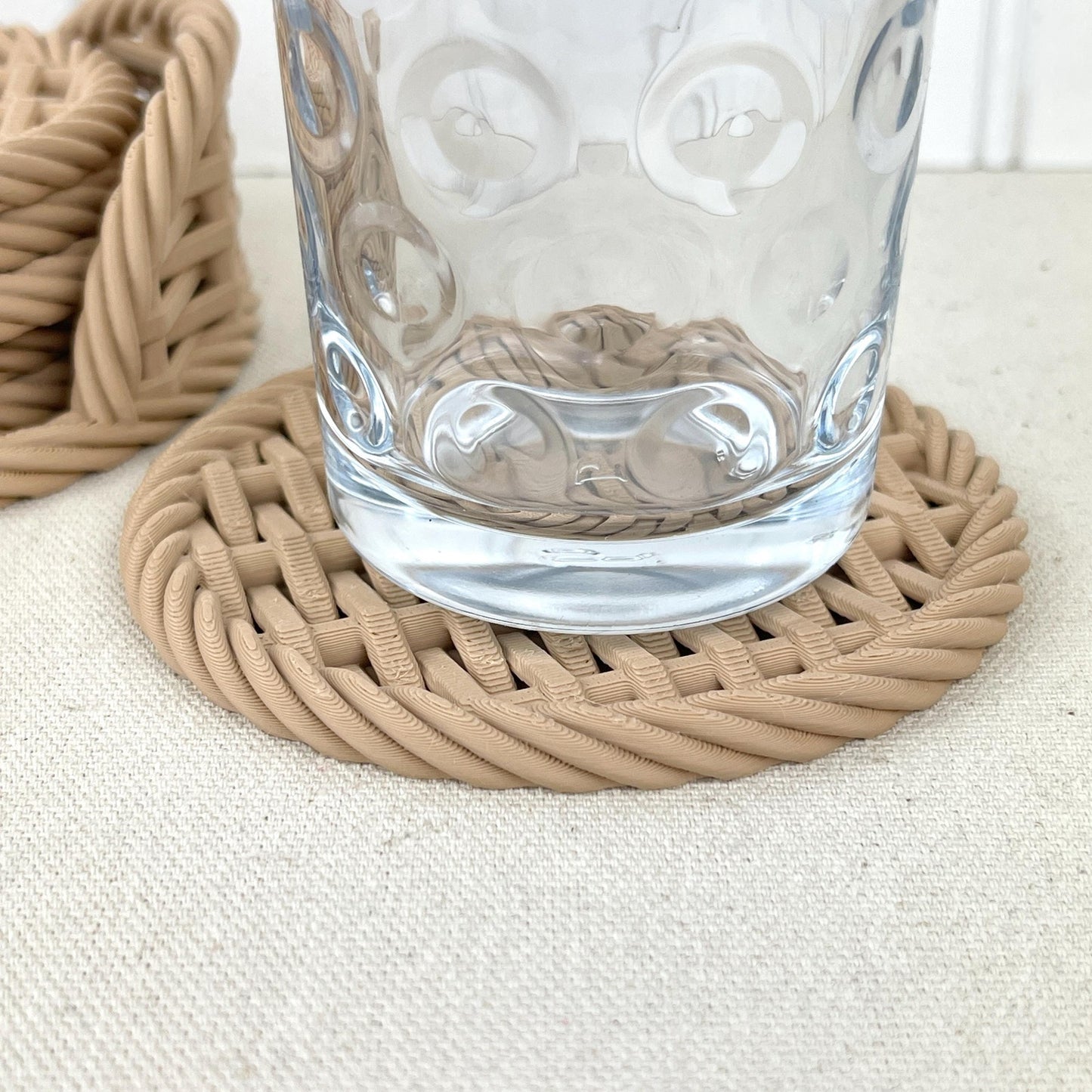 Woven Coaster Set, Modern Coasters with Holder, Set of 6