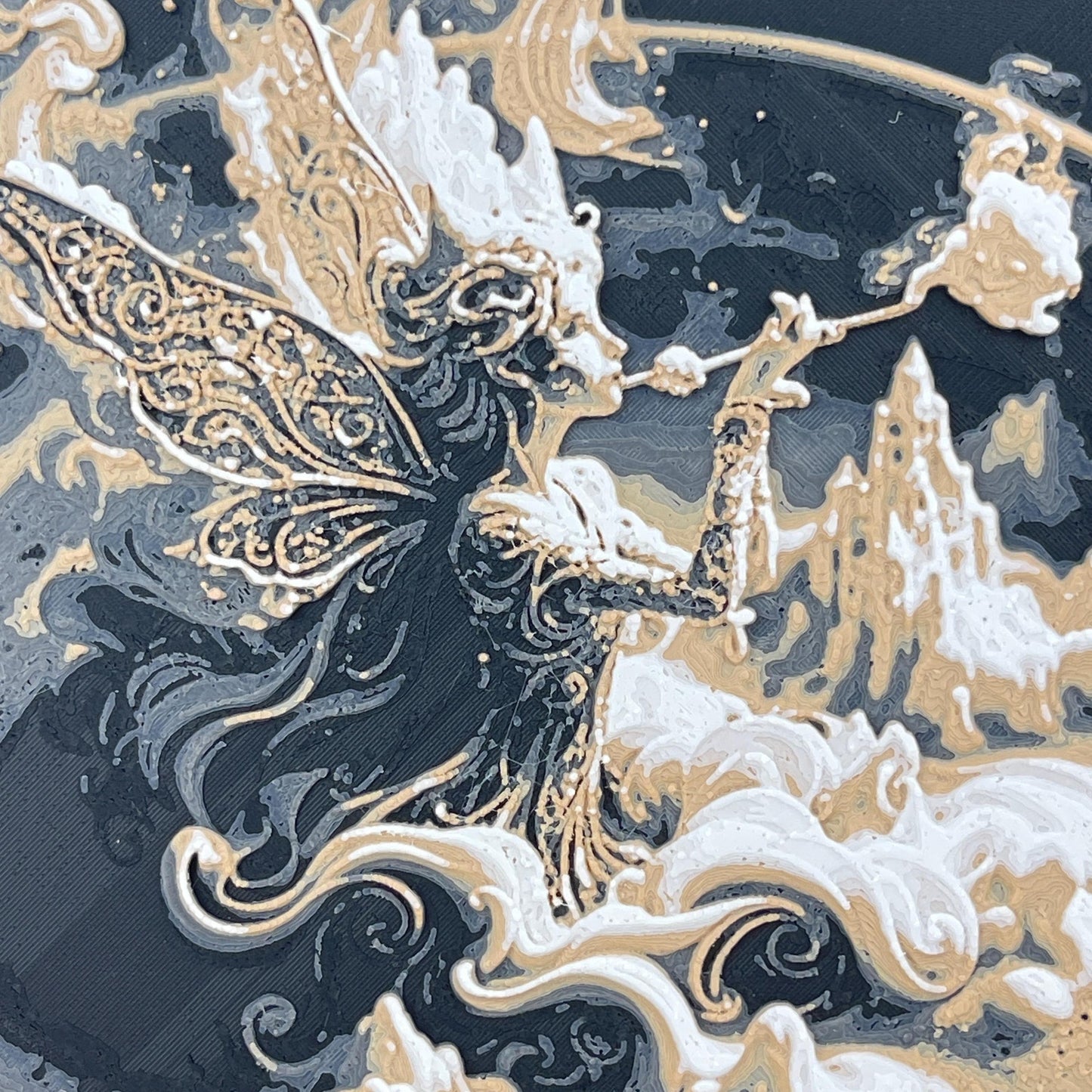 Fairy in Coffee Art, Whimsical Fantasy Wall Decor, Dreamy Espresso Art, Mystical Art Print