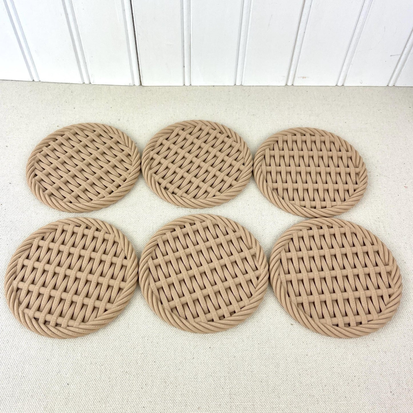 Woven Coaster Set, Modern Coasters with Holder, Set of 6