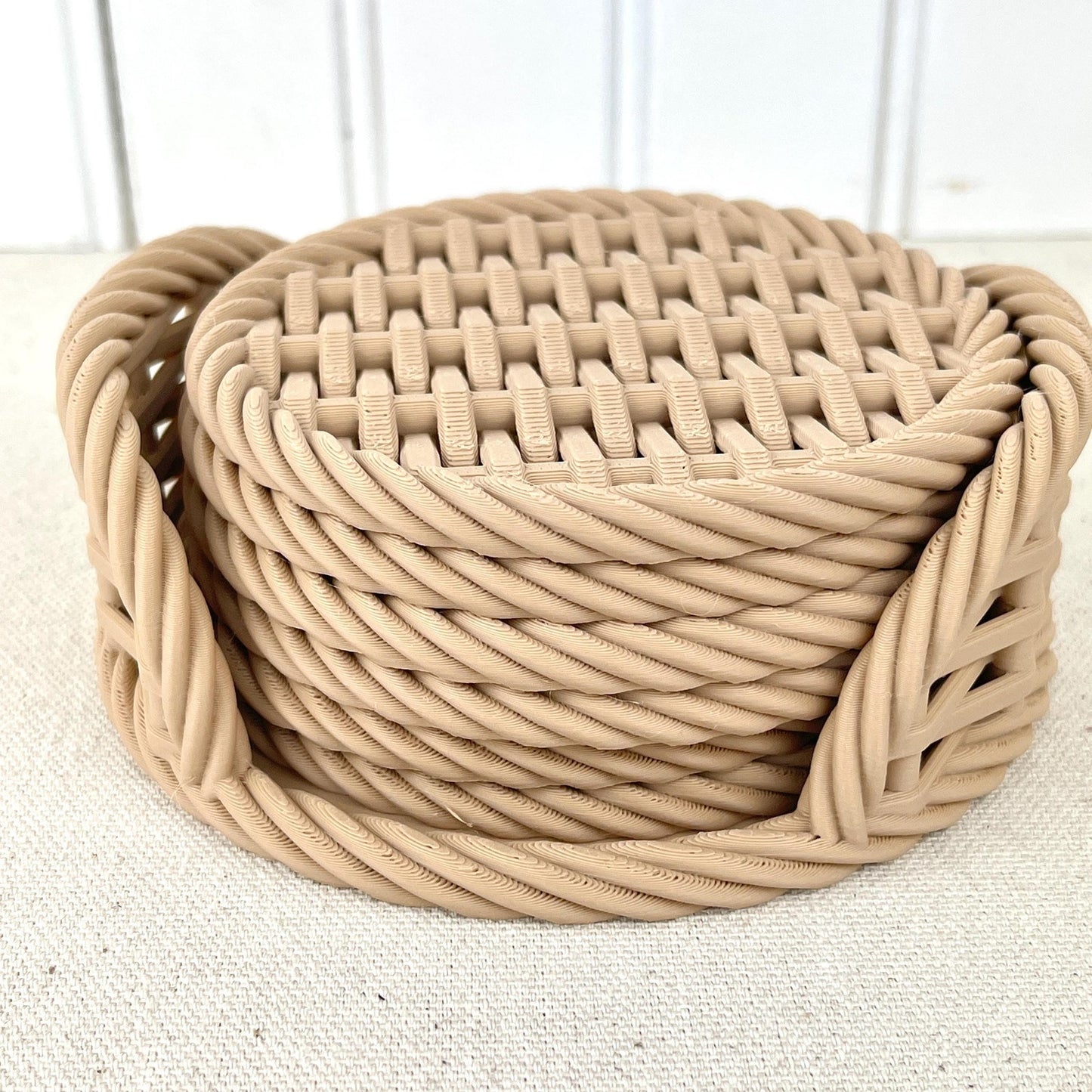Woven Coaster Set, Modern Coasters with Holder, Set of 6