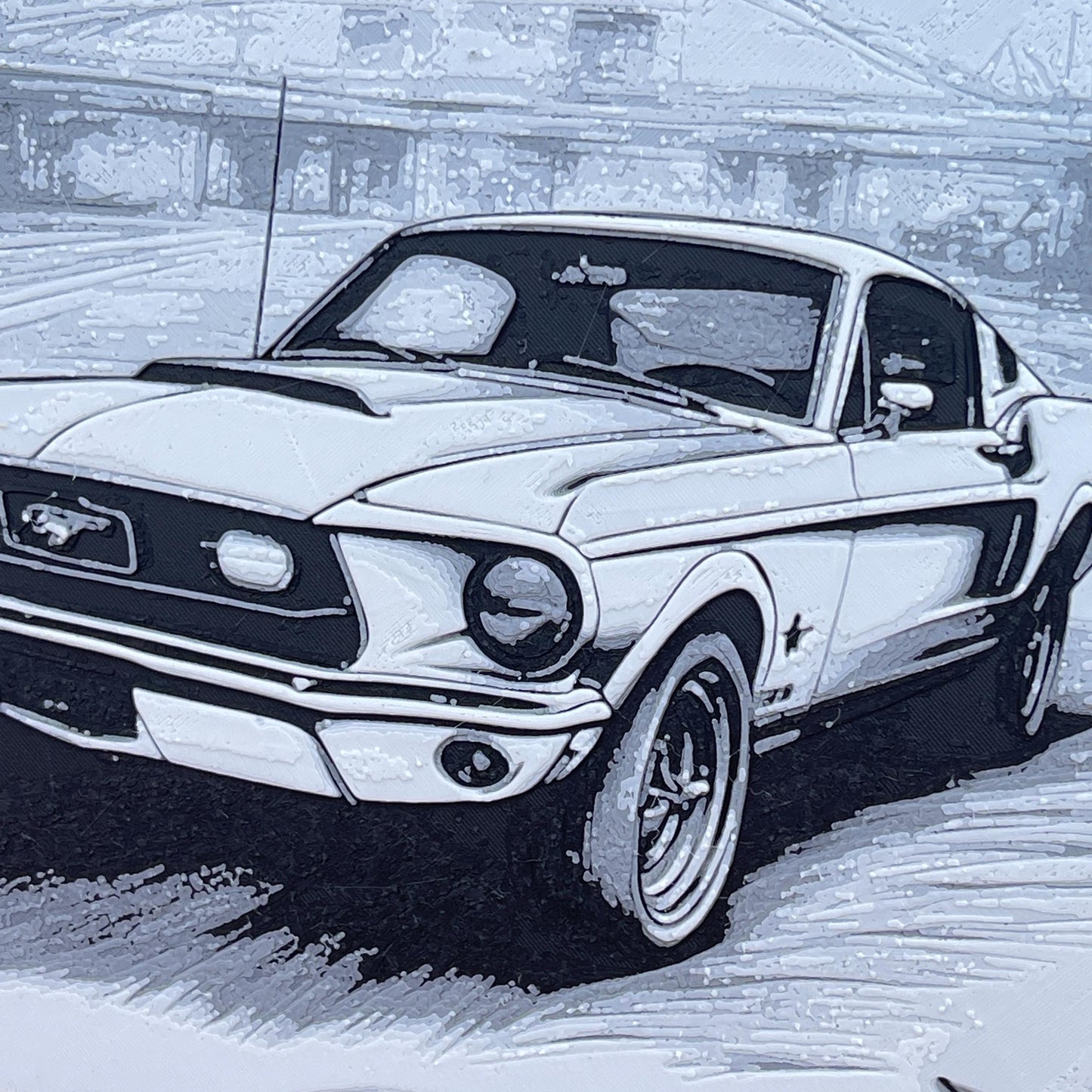 Classic Fastback Mustang Art, Wall Art, Car Art, Hueforge Art Print, Textured Art, Mancave Decor, Gift for Him