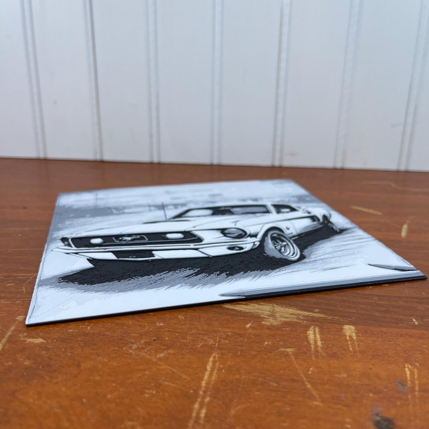 Classic Fastback Mustang Art, Wall Art, Car Art, Hueforge Art Print, Textured Art, Mancave Decor, Gift for Him