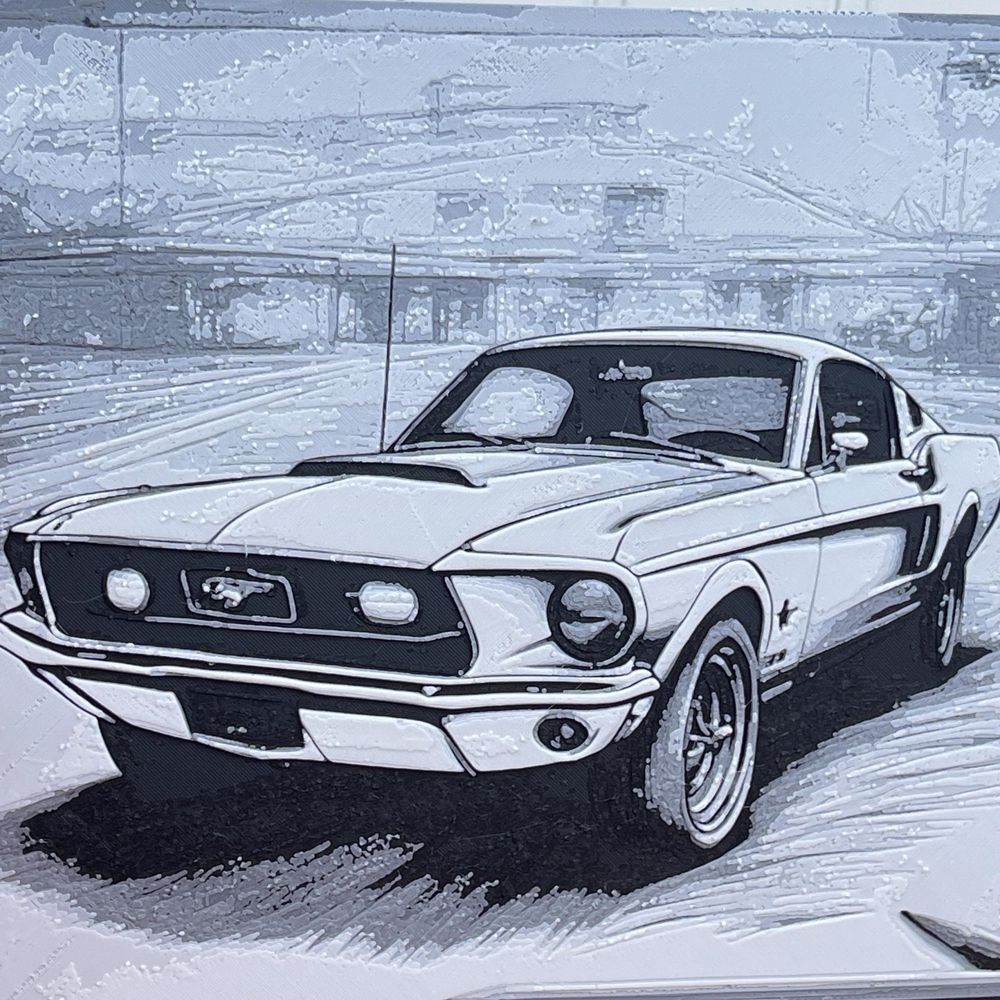 Classic Fastback Mustang Art, Wall Art, Car Art, Hueforge Art Print, Textured Art, Mancave Decor, Gift for Him