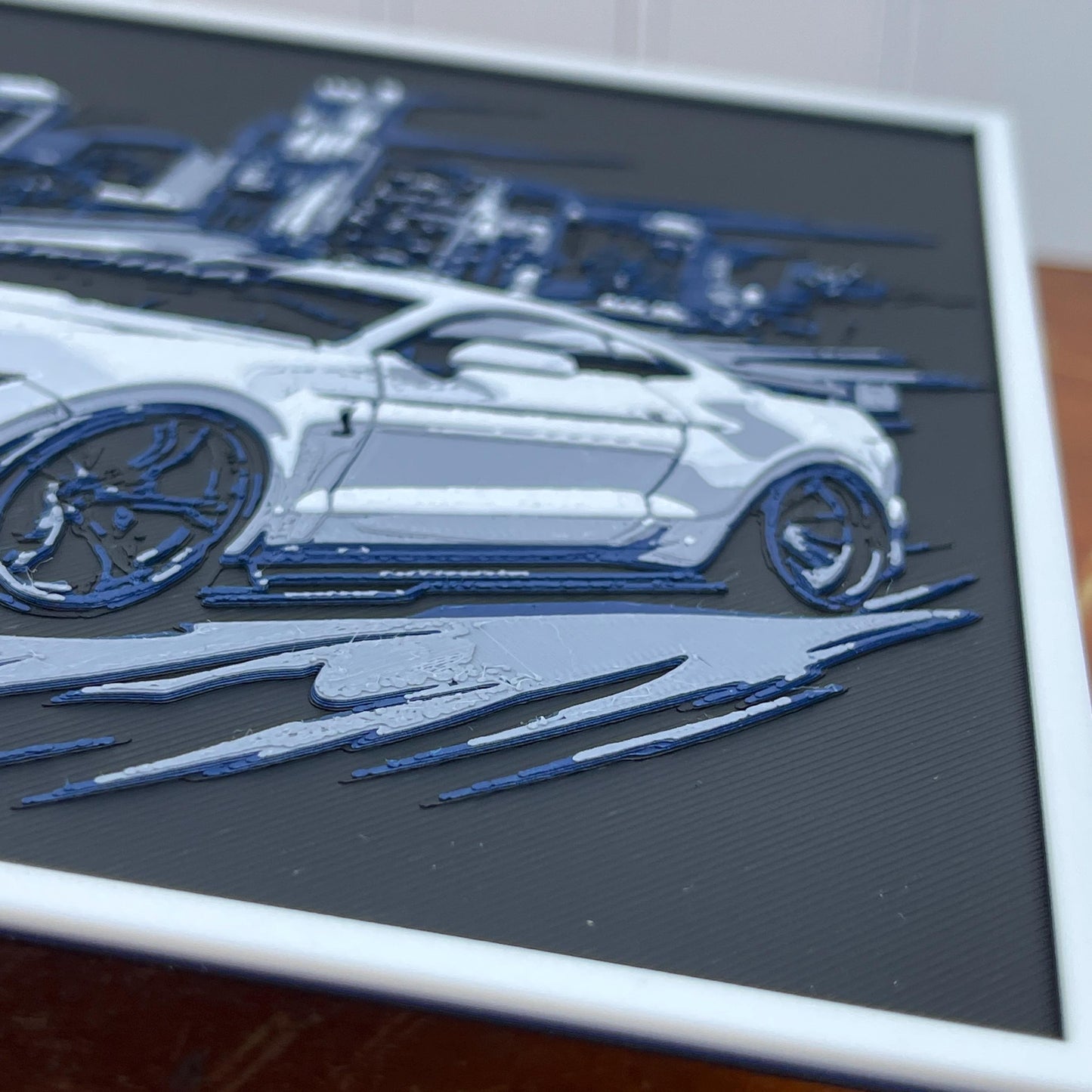 Ford Mustang Cobra Wall Art, Wall Art, City Skyline, Car Art, Hueforge Art Print, Textured Art