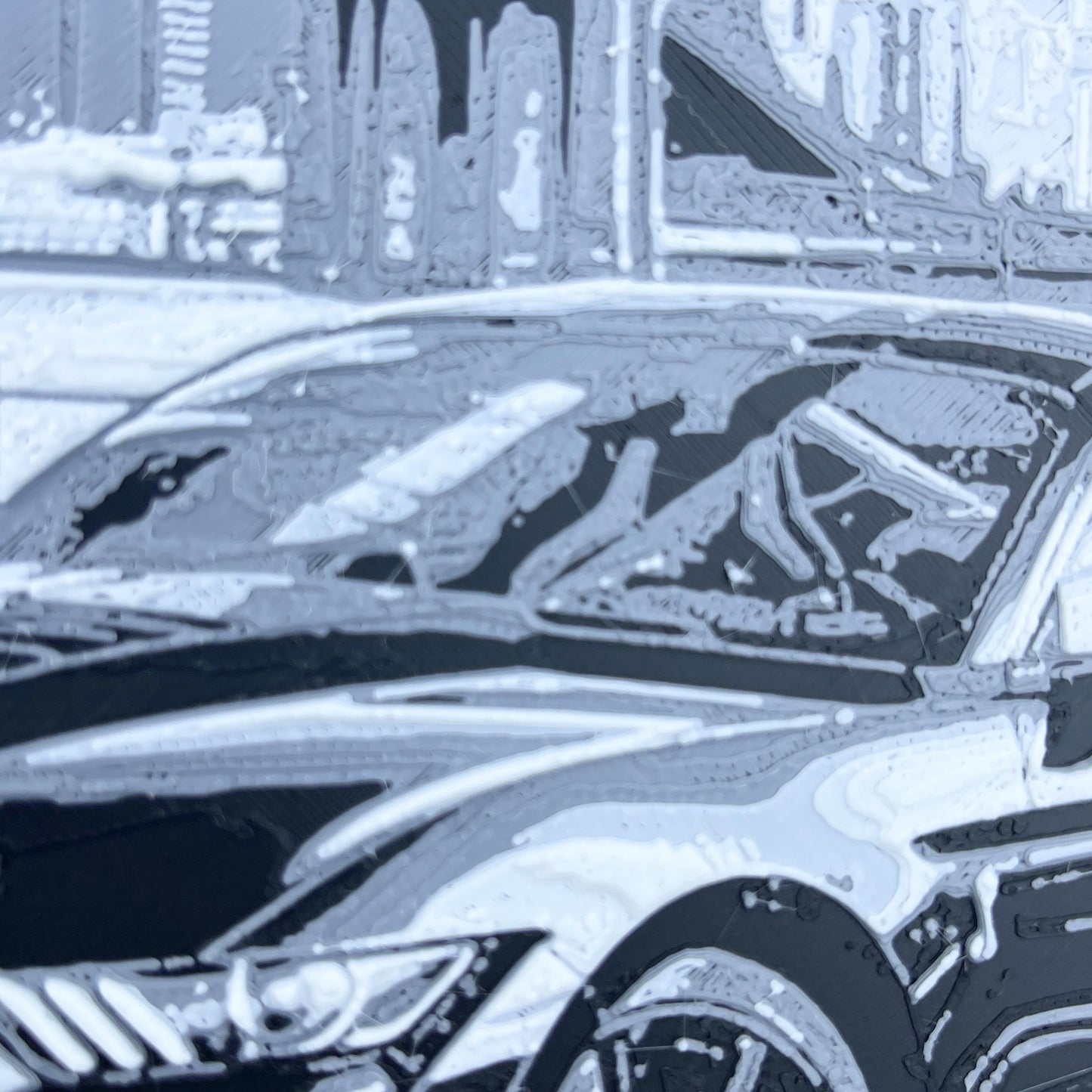 Ford Mustang Cobra Wall Art, Wall Art, Bridge and City Skyline, Car Art, Hueforge Art Print, Textured Art