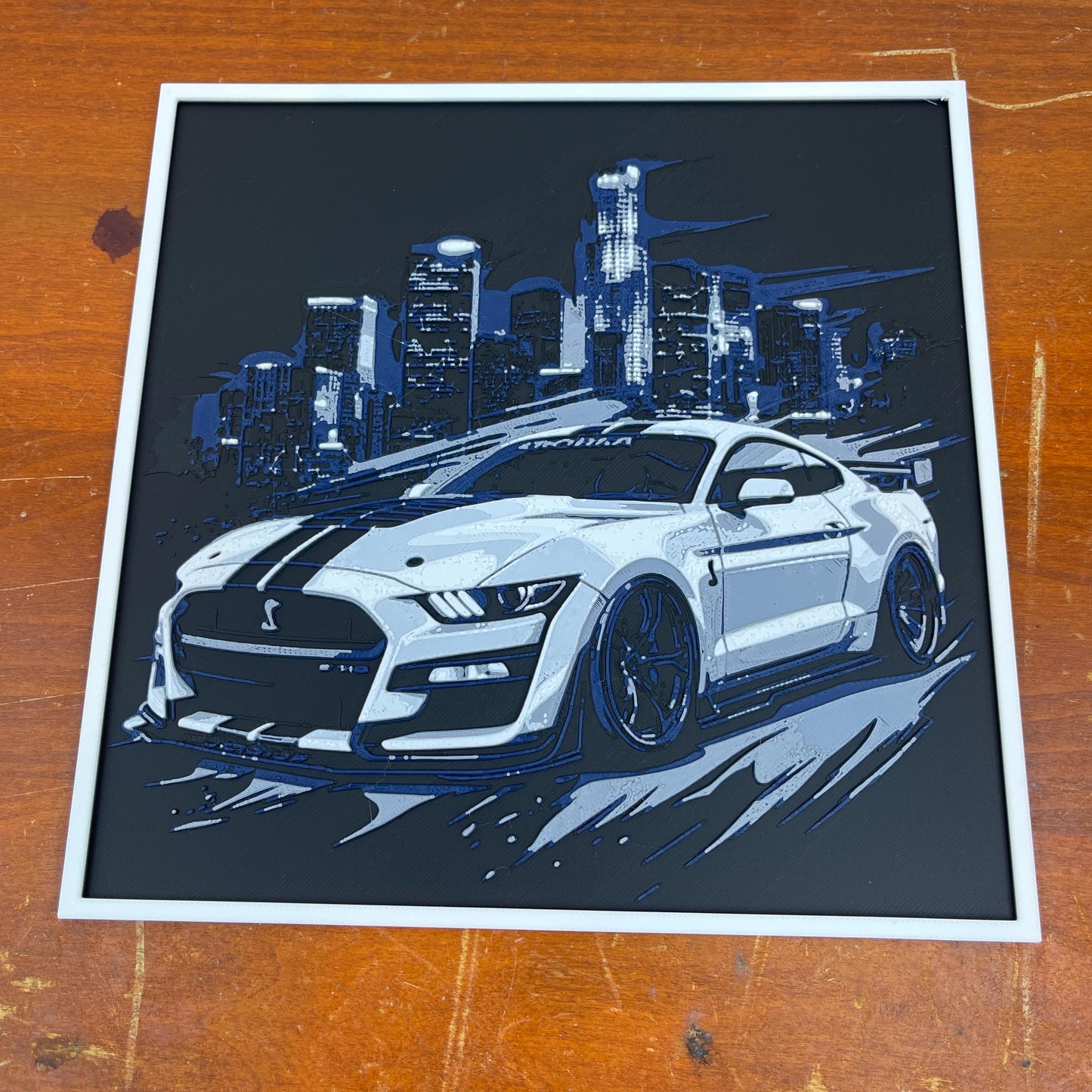 Ford Mustang Cobra Wall Art, Wall Art, City Skyline, Car Art, Hueforge Art Print, Textured Art