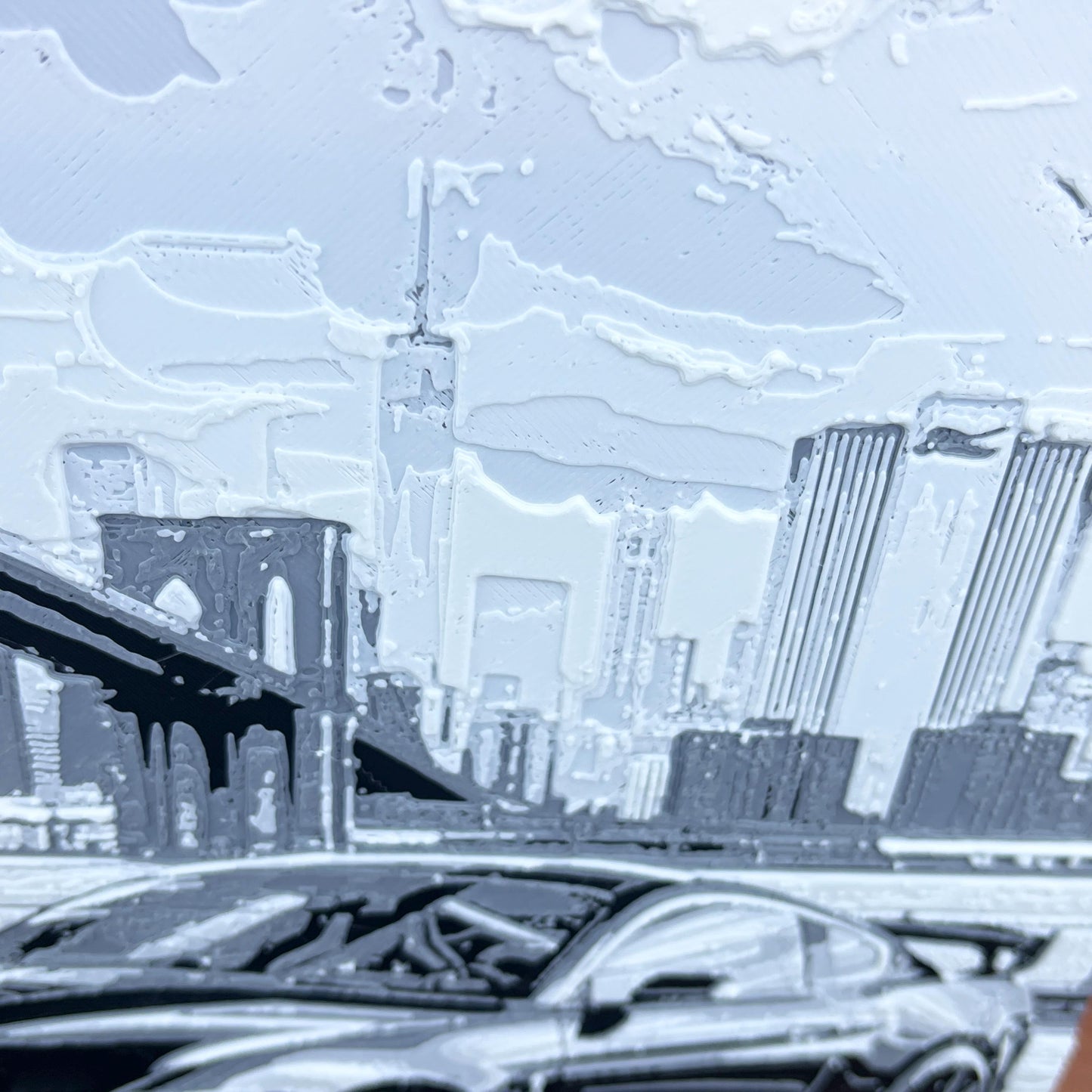 Ford Mustang Cobra Wall Art, Wall Art, Bridge and City Skyline, Car Art, Hueforge Art Print, Textured Art