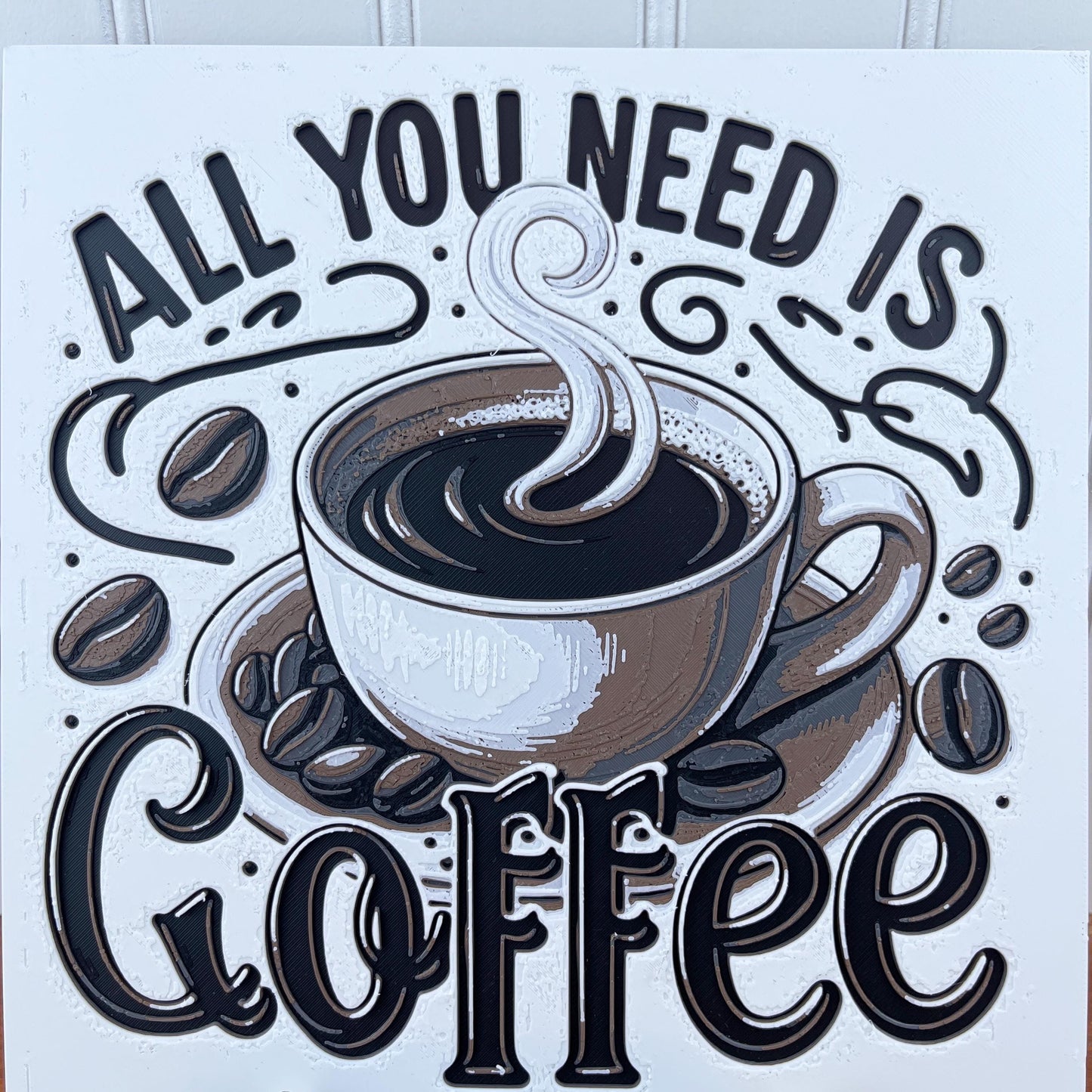 Coffee Wall Art, Coffee Bar Art, Coffee Lover, Coffee Station Decor, Wall Art, Textured Art, Hueforge Art