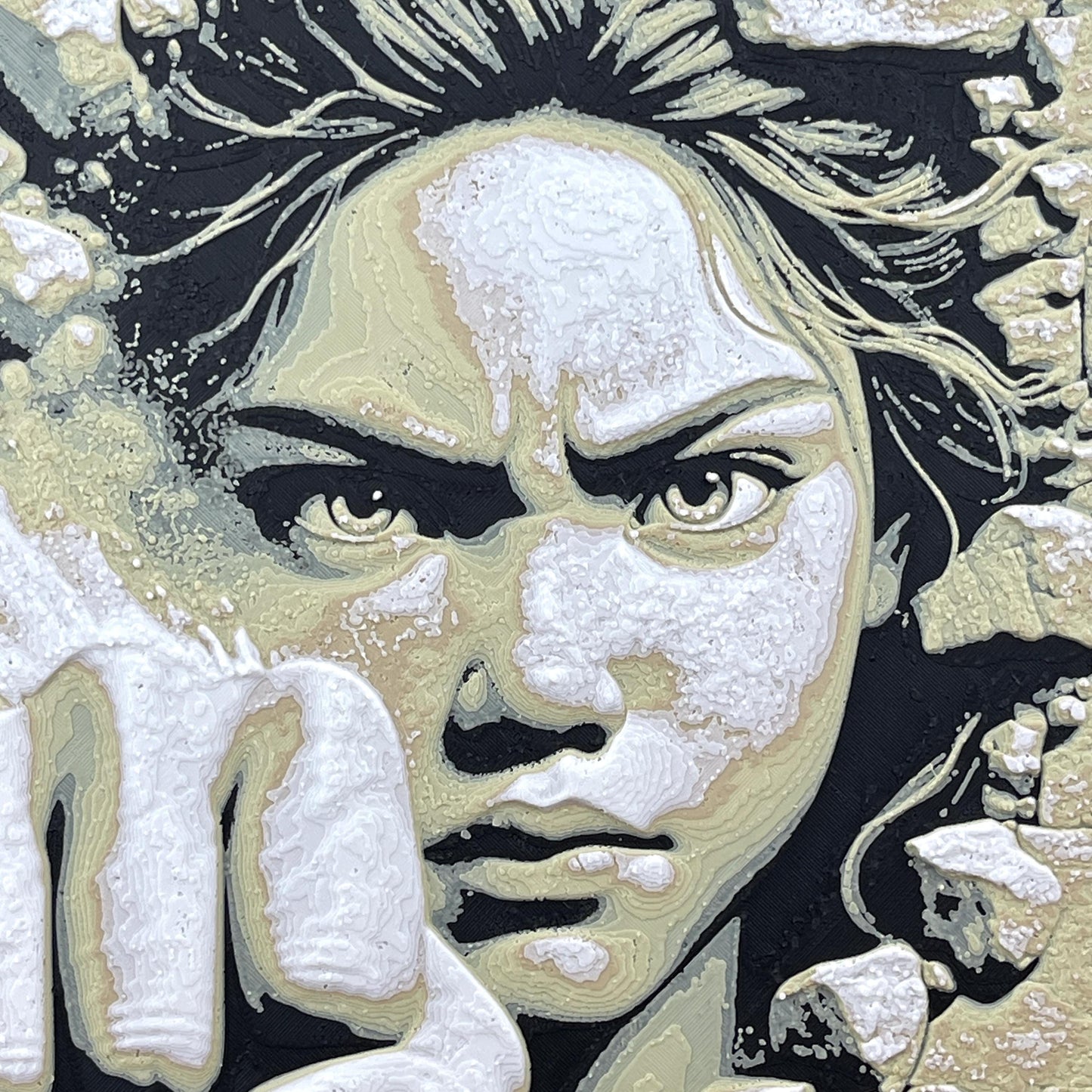 Angry Woman Face Breaking Wall Art, Woman Fist Wall Art, Powerful Woman