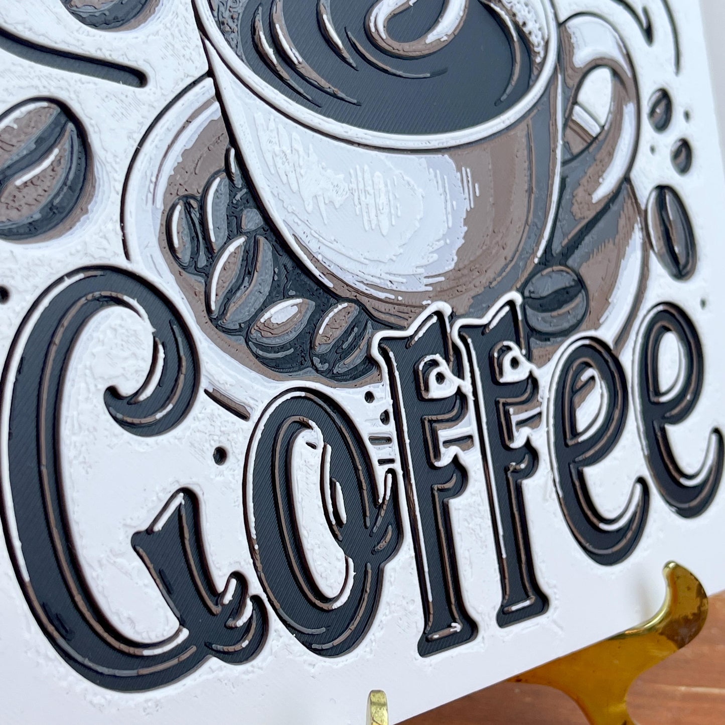 Coffee Wall Art, Coffee Bar Art, Coffee Lover, Coffee Station Decor, Wall Art, Textured Art, Hueforge Art