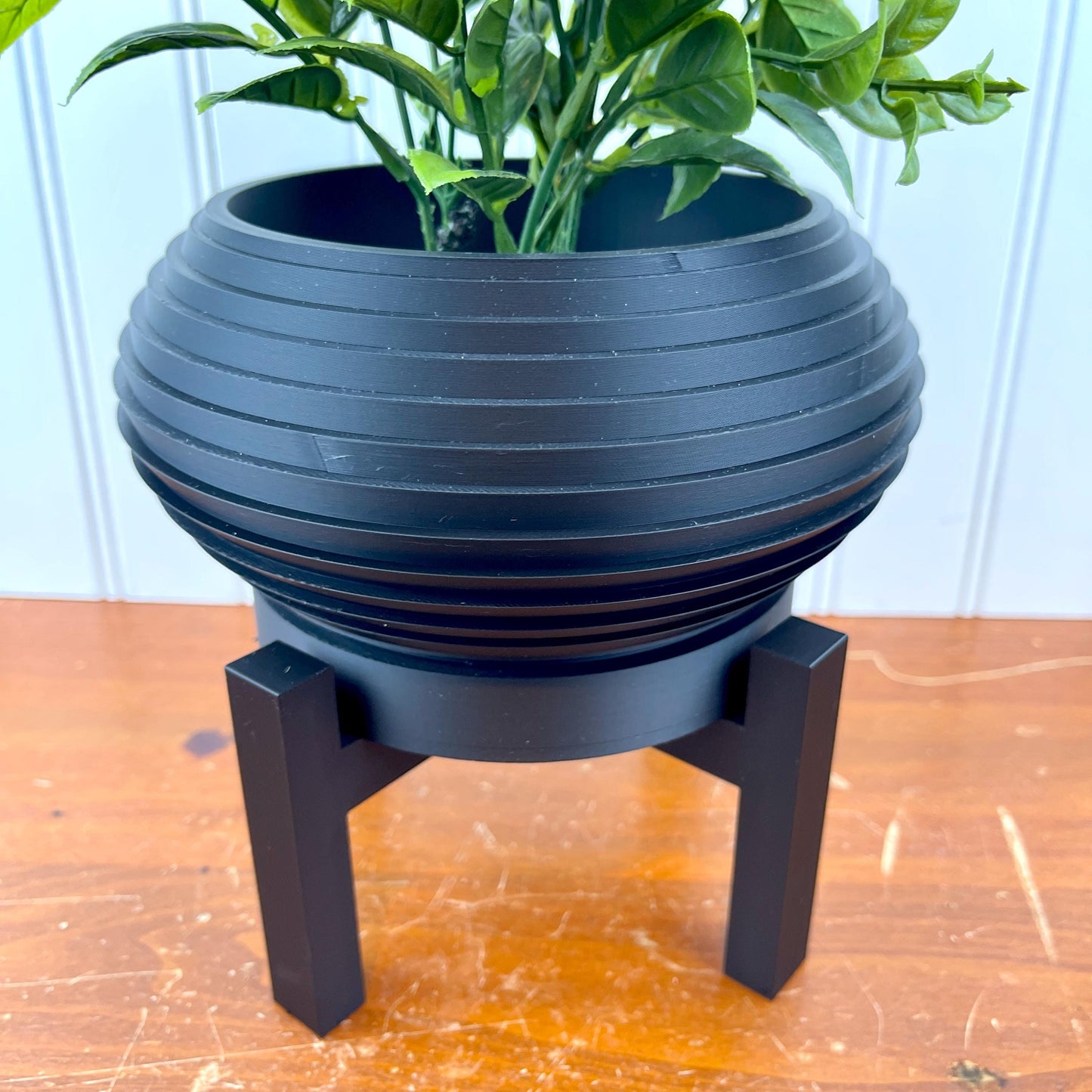 Frons Planter Pot, Indoor Flower Pot with Tray and Stand