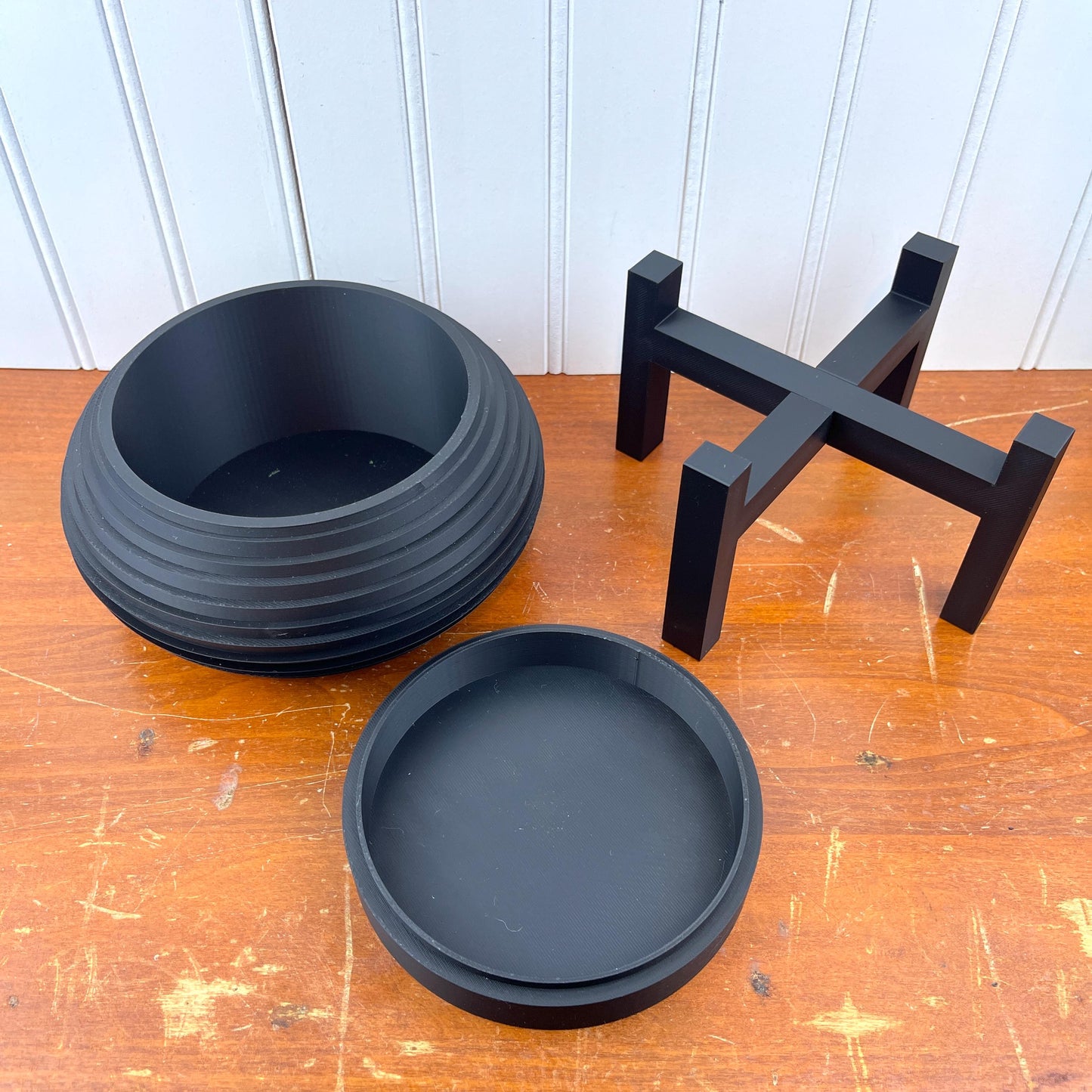 Frons Planter Pot, Indoor Flower Pot with Tray and Stand