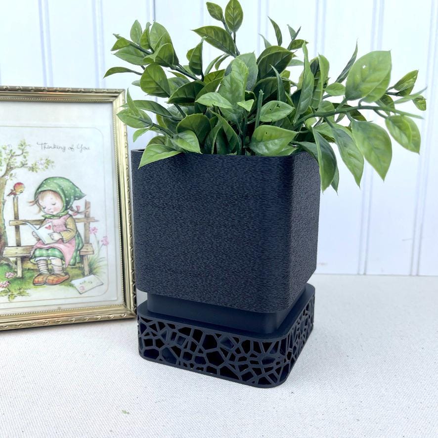 square planter indoor Vori Square Planter, Indoor Planter with Decorative Base, Tabletop Tex – Print Haus 3D
