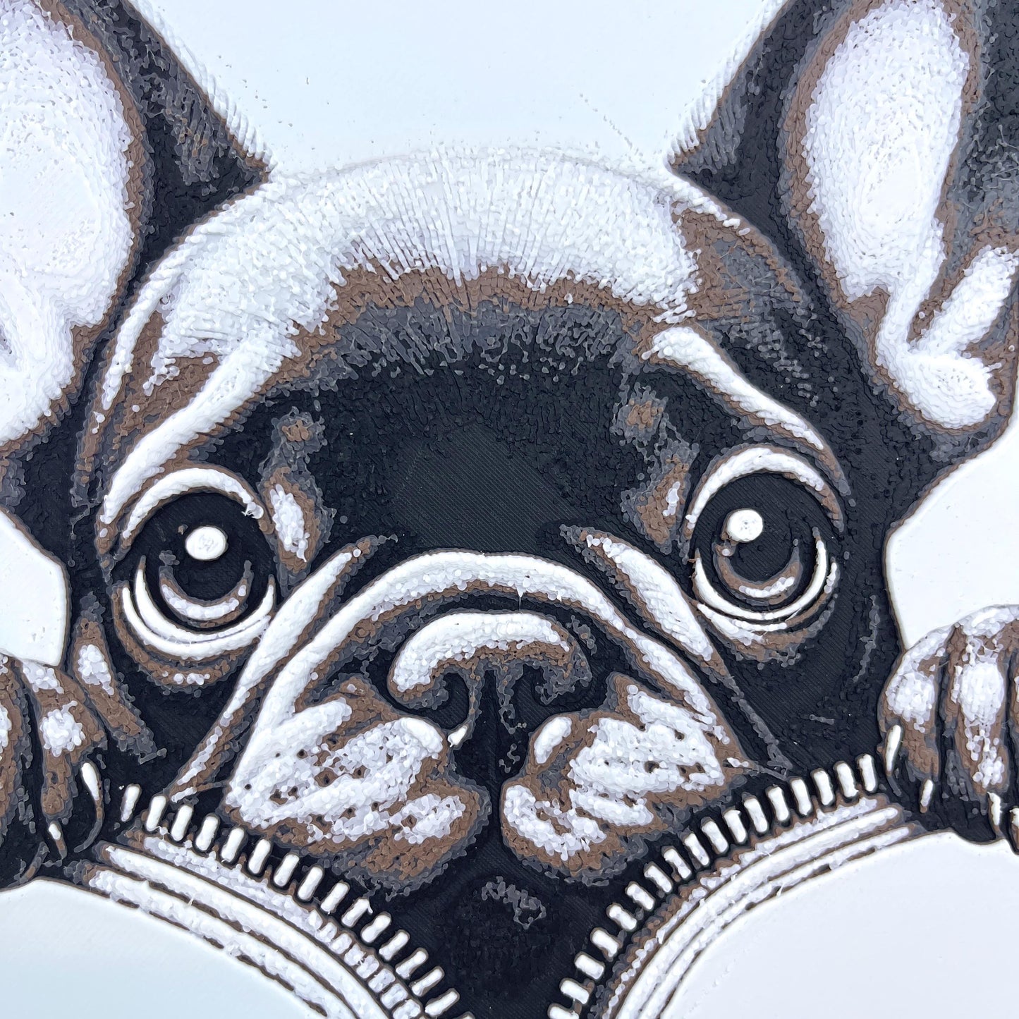 French Bulldog Wall Art, Frenchie Print, Zipper Dog Art, Monotone Art, Black White & Brown, Dog Lover Art, Textured Art