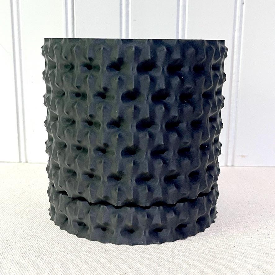 Modern Geometric Planter Pot, Rugged Planter Pot, Small Indoor Flower Pot, Modern Planter with Saucer