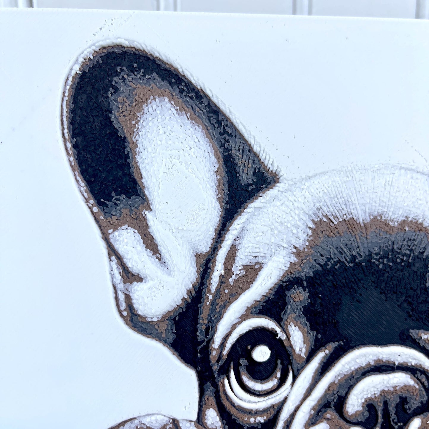 French Bulldog Wall Art, Frenchie Print, Zipper Dog Art, Monotone Art, Black White & Brown, Dog Lover Art, Textured Art