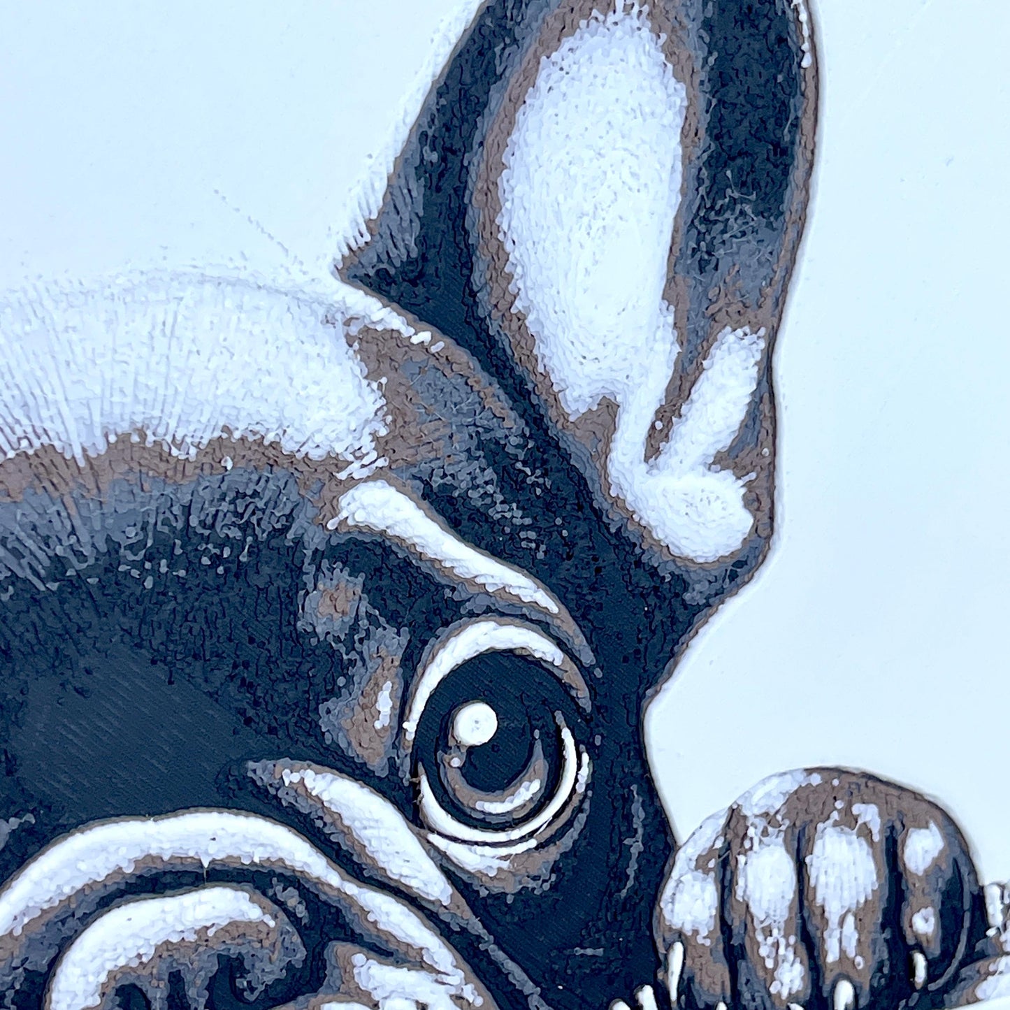 French Bulldog Wall Art, Frenchie Print, Zipper Dog Art, Monotone Art, Black White & Brown, Dog Lover Art, Textured Art