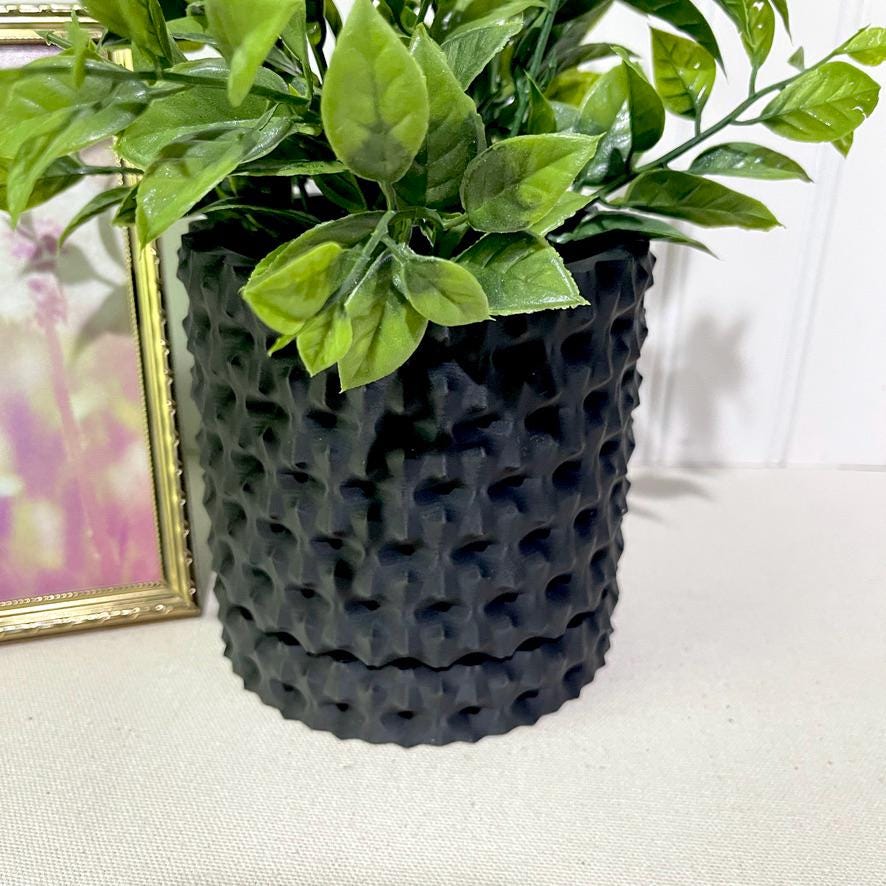 Modern Geometric Planter Pot, Rugged Planter Pot, Small Indoor Flower Pot, Modern Planter with Saucer