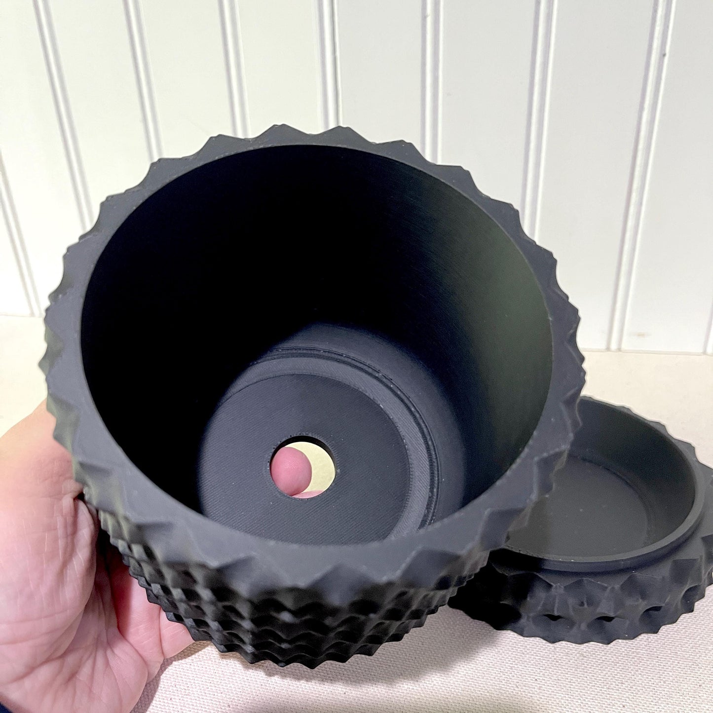 Modern Geometric Planter Pot, Rugged Planter Pot, Small Indoor Flower Pot, Modern Planter with Saucer