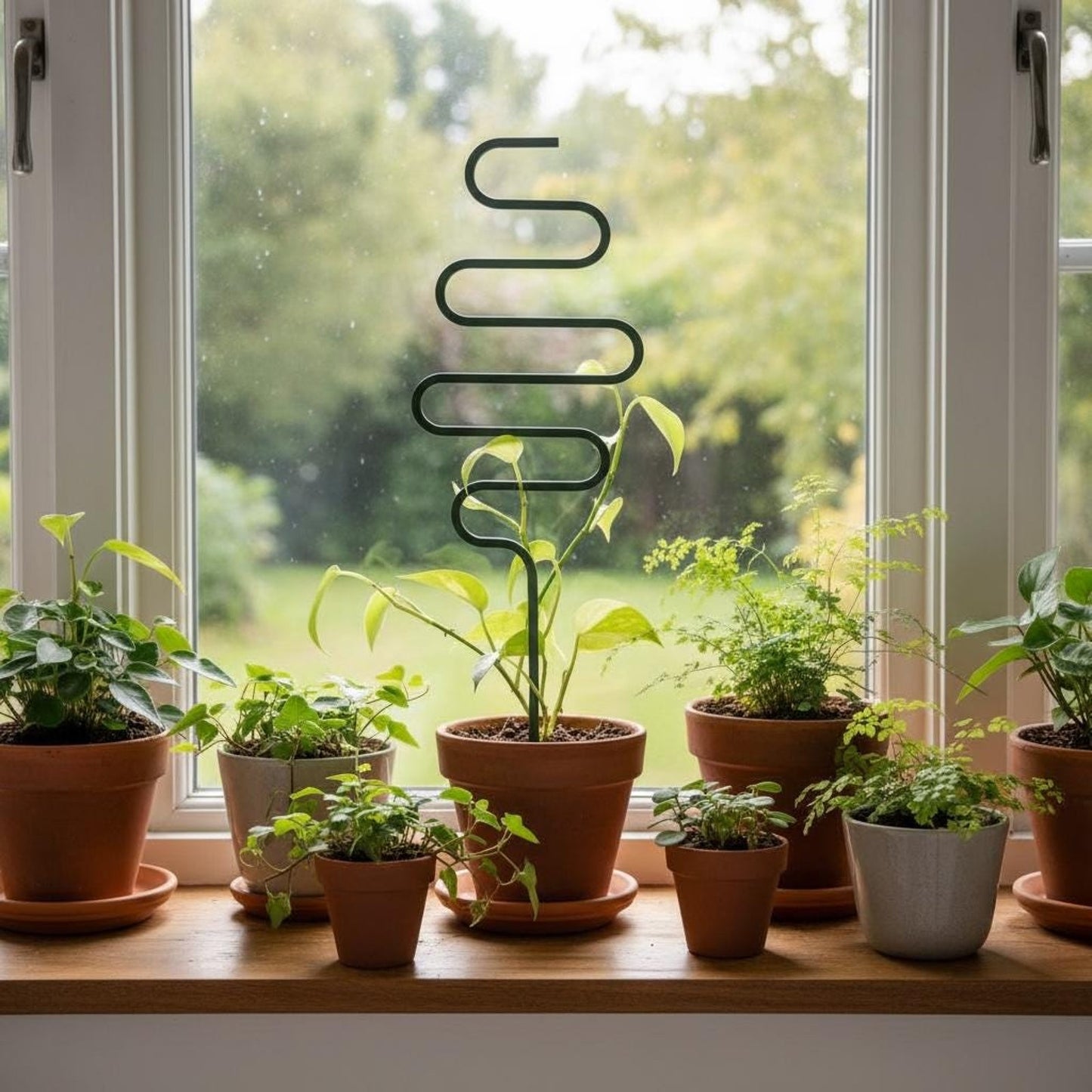 Squiggle Shaped Plant Trellis, Plant Support, Indoor Garden Decor, 12.375" tall