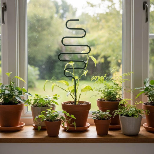 Squiggle Shaped Plant Trellis, Plant Support, Indoor Garden Decor, 12.375" tall
