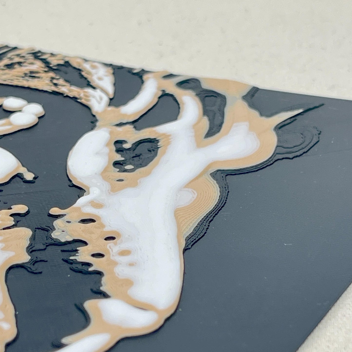 Cat Silhouette Wall Art: Textured Realistic Feline Print, 7.5in Square