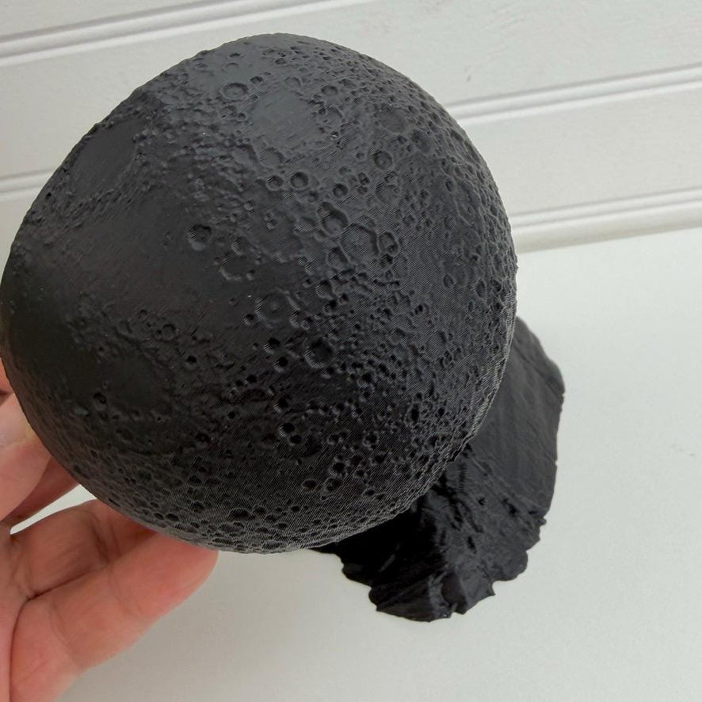 Moon Planter with Base, Indoor Plant Pot, Tabletop Planter, Textured Design, Astronomy Decor