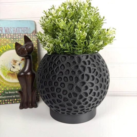 Pulp Planter, Indoor Plant Pot with Drip Tray, Tabletop Planter, Geometric Design