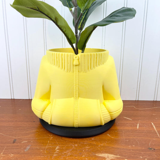 Sweatshirt Jacket Indoor Planter Pot, Sporty Sweater Flower Pot, Planter, Unique Quirky Modern