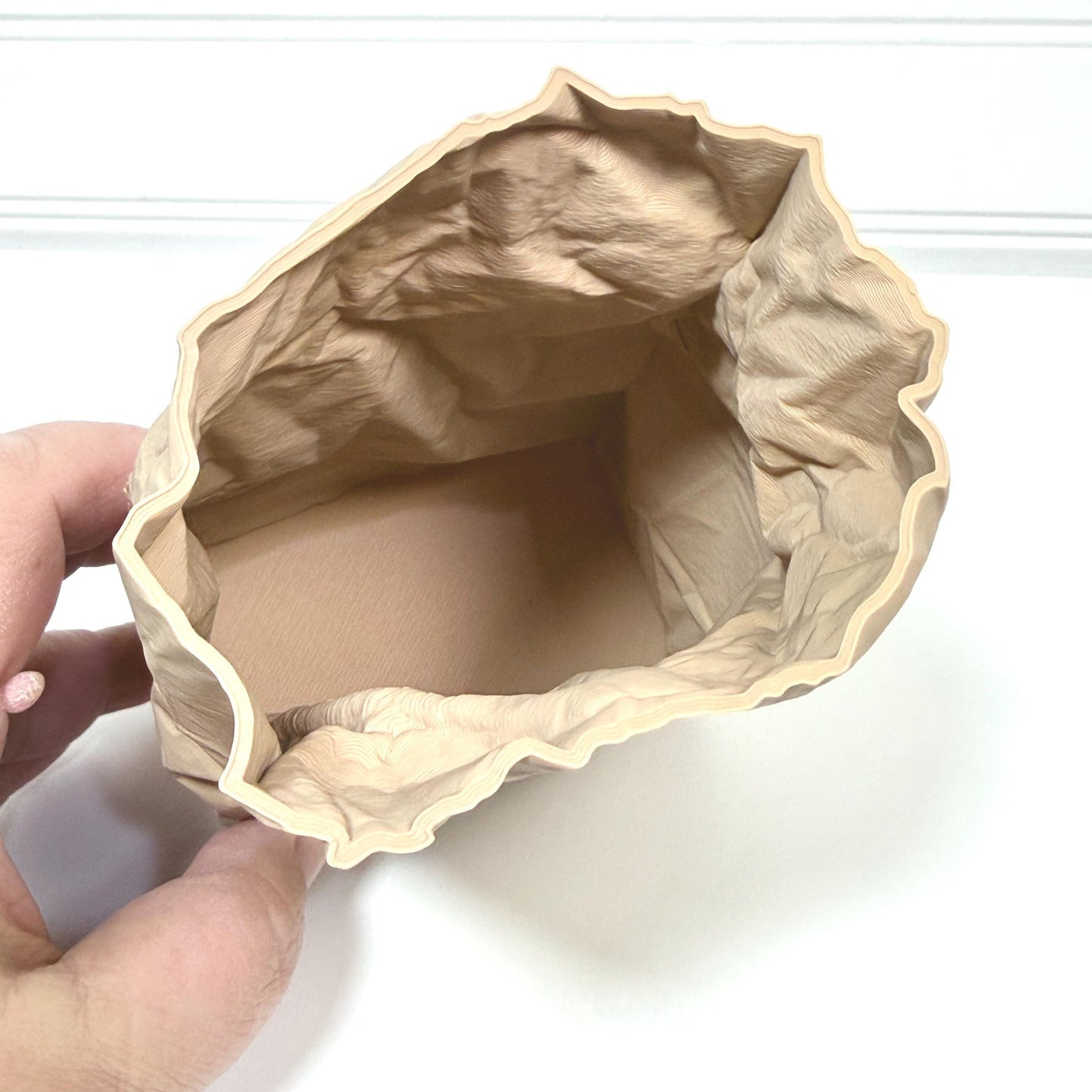 Kraftique - Paper Reborn , Crumpled Paper Bag Design, Small Tabletop Vase, Desktop Storage, Playful Design