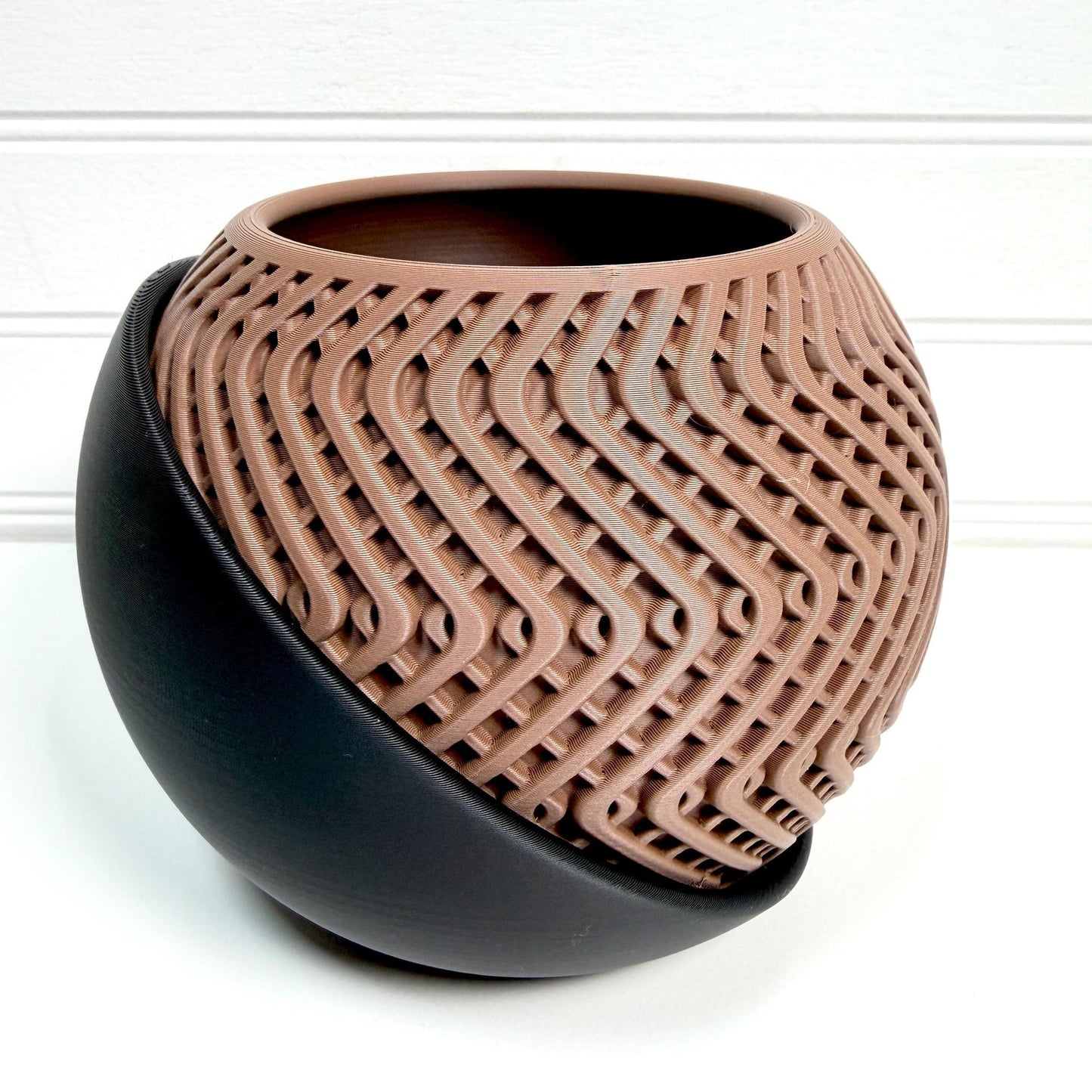 The Blaze Planter, Indoor Flower Pot, Tabletop Planter, Geometric Silhouette, Wrap Around Tray