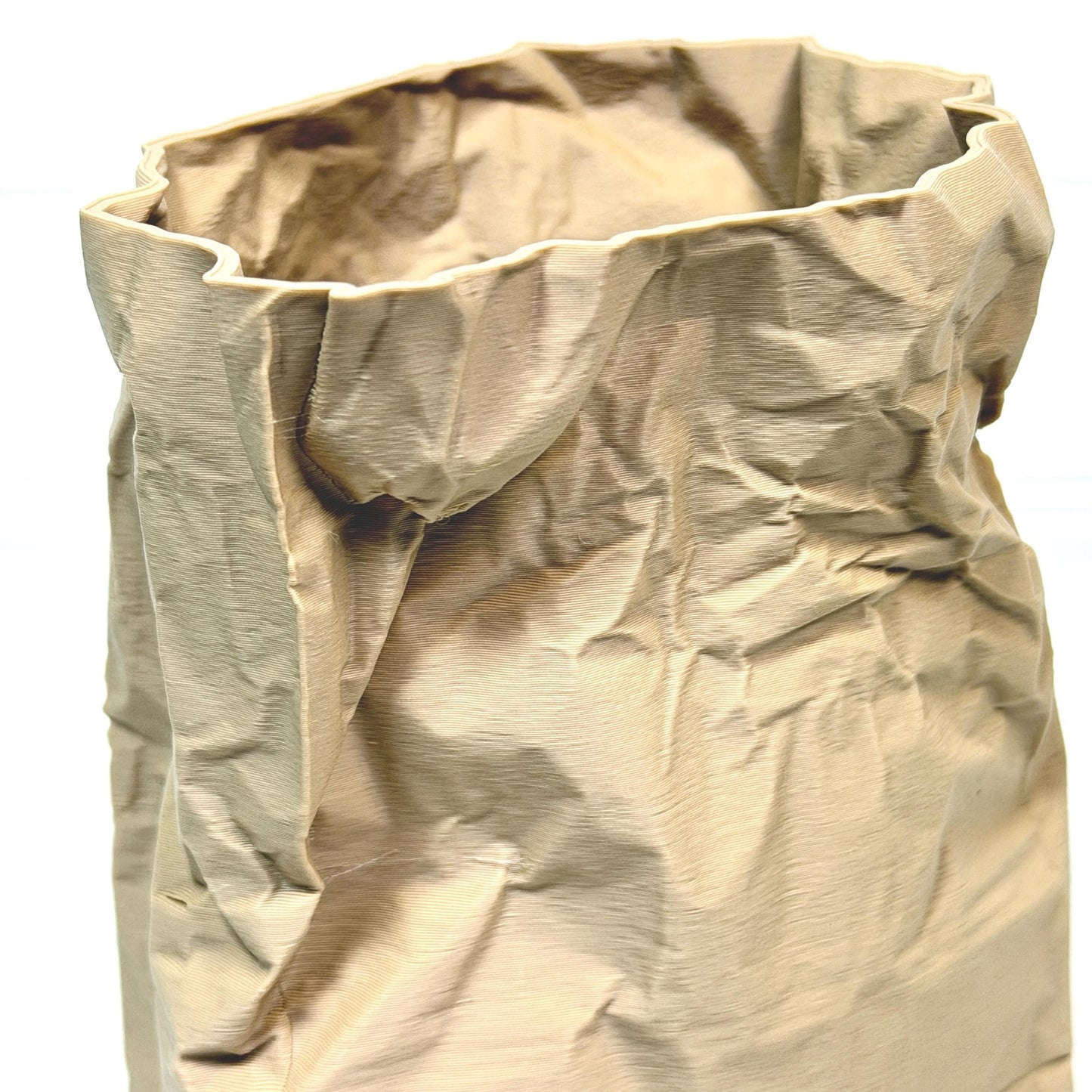 Kraftique - Paper Reborn , Crumpled Paper Bag Design, Small Tabletop Vase, Desktop Storage, Playful Design
