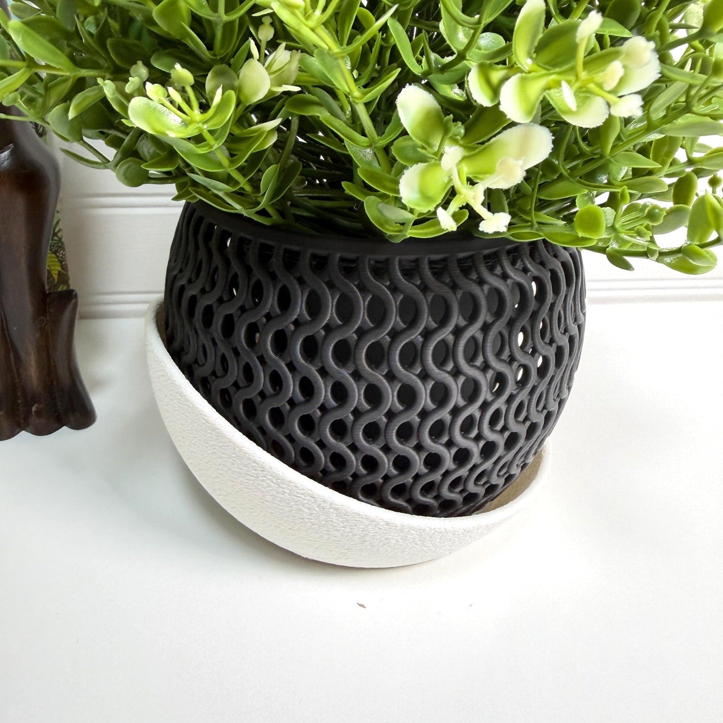 The Echo Orchid Planter, Indoor Tabletop Orchid Pot, Wavy Geometric Design