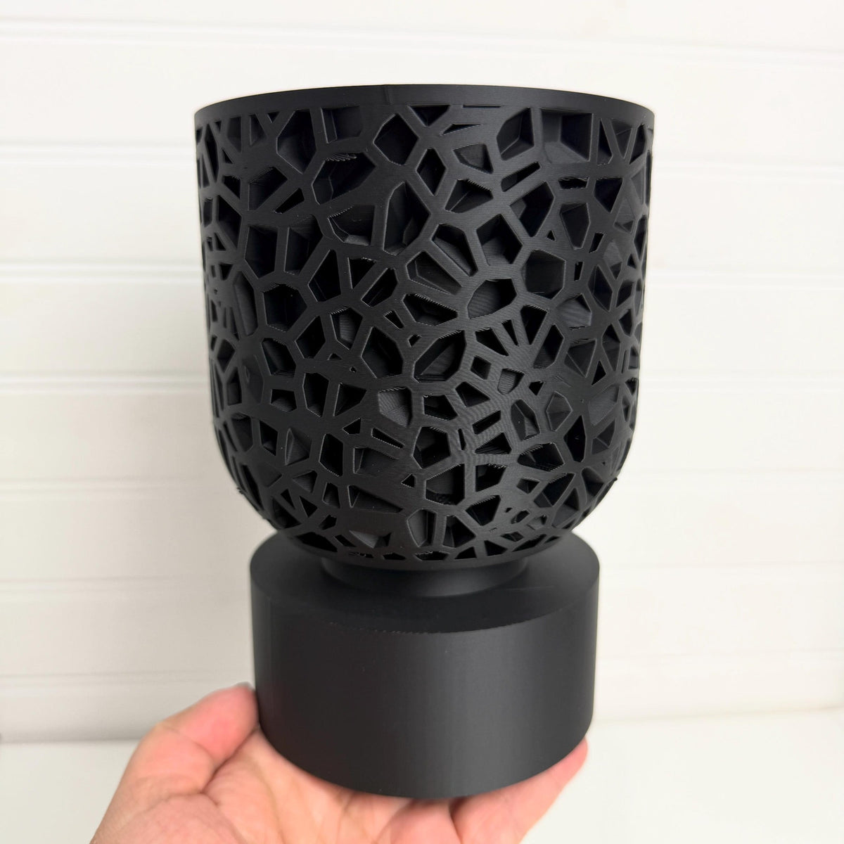Planter Pot 001, Indoor Plant Pot with Drip Tray, Tabletop Planter, Voronoi Lattice Design