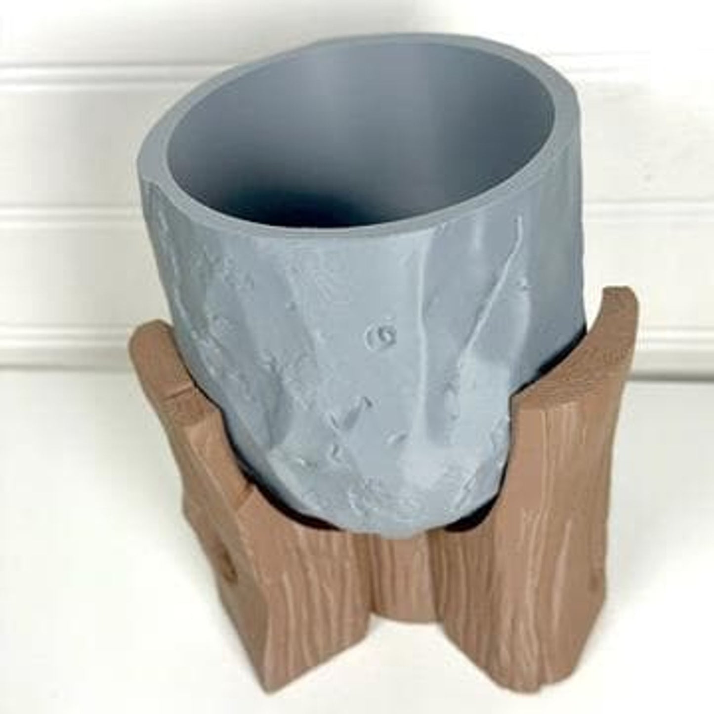 Grotio Cachepot, Indoor Tabletop Planter, Woodland Style Decorative Plant Pot, Tree Stump