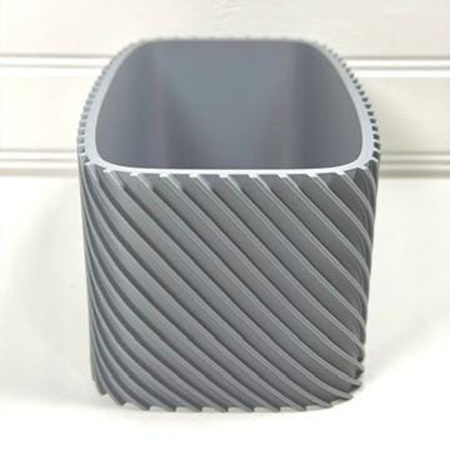 Plant Pot Fine Rib Rounded Rectangle Low, Indoor Cache Pot, Tabletop Planter