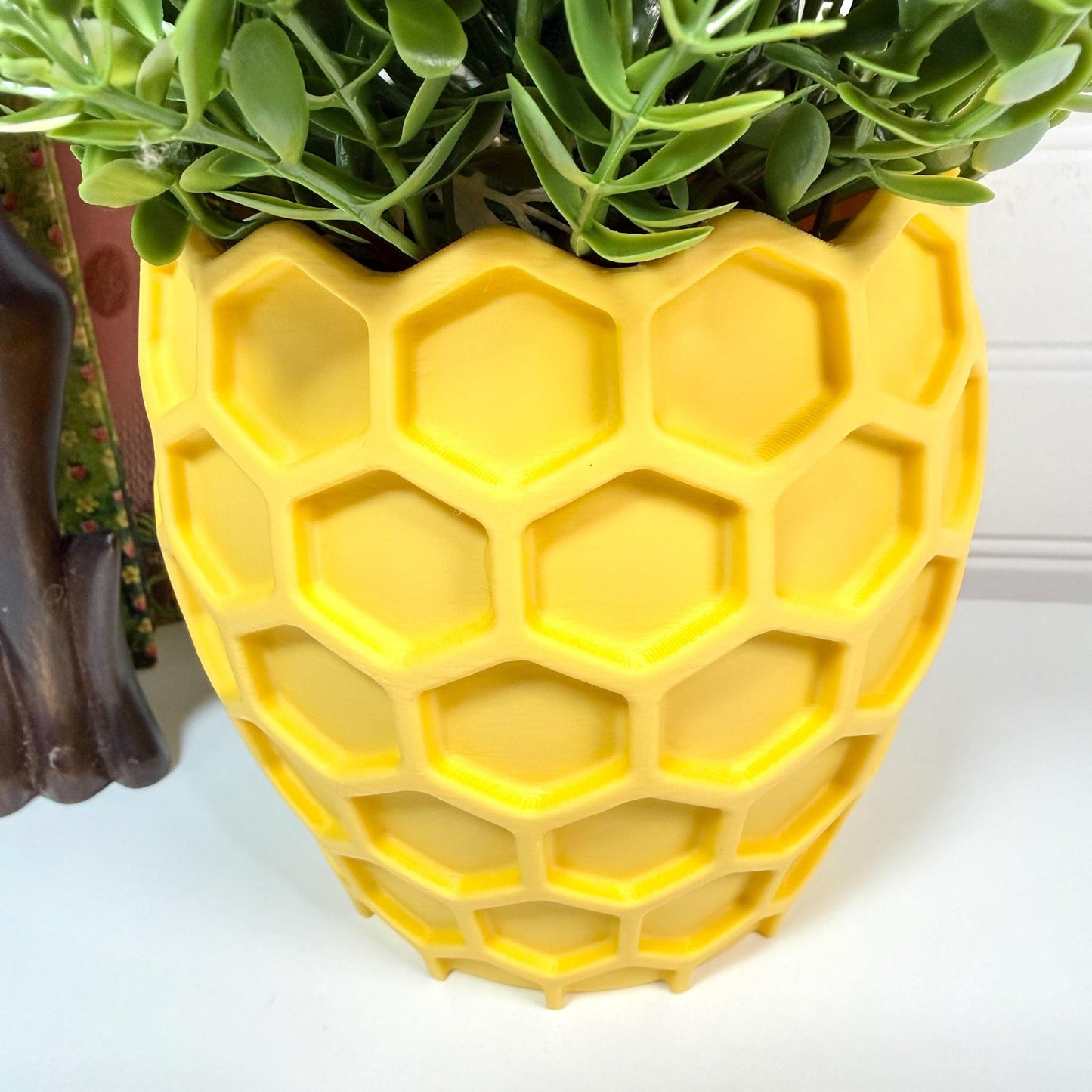 Beehavia Cachepot, Indoor Tabletop Cache Pot, Planter Pot, No Drainage Holes, Honeycomb Planter