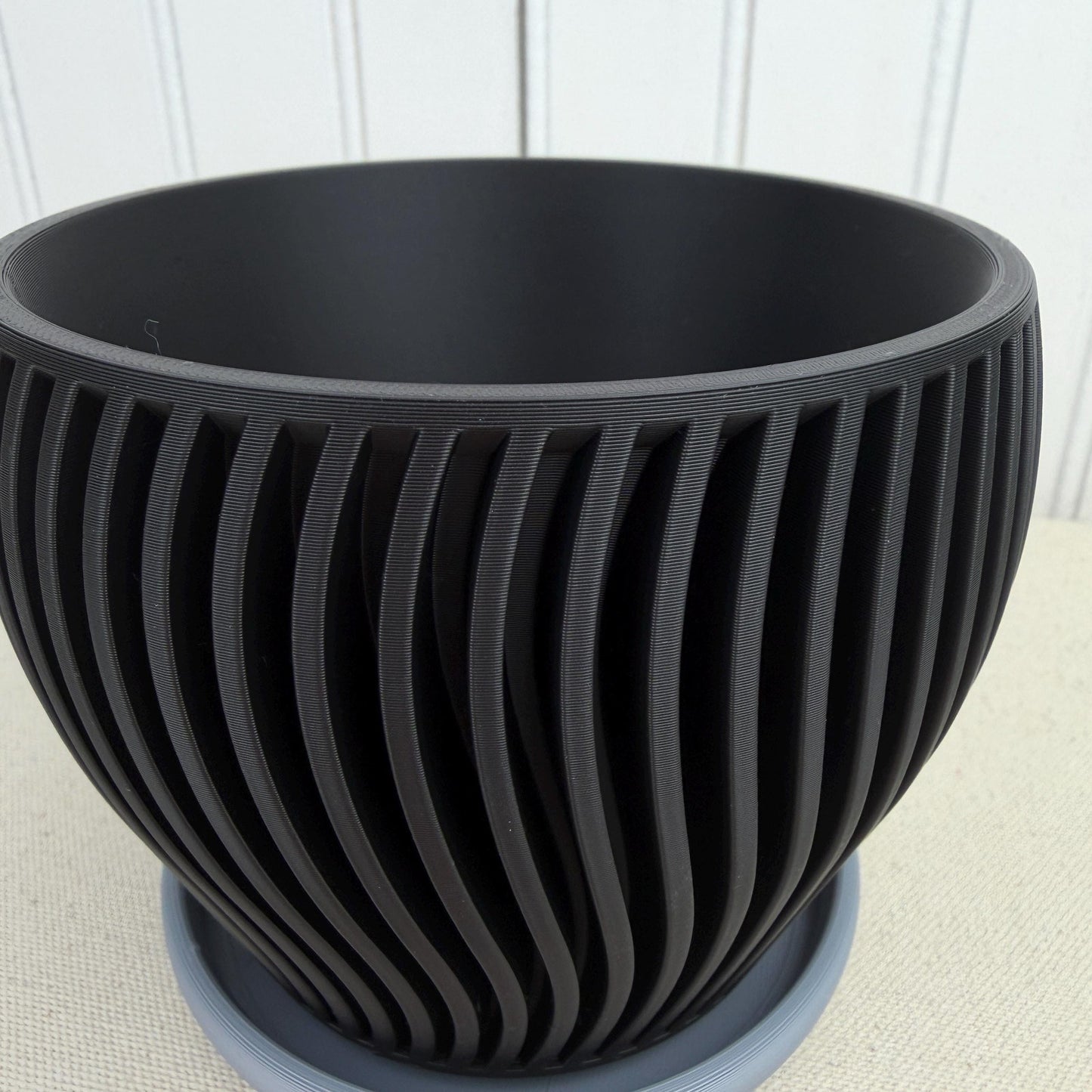 The Oblique Planter, Indoor Flower Pot, Tabletop Planter, Ribbed Wavy Pattern