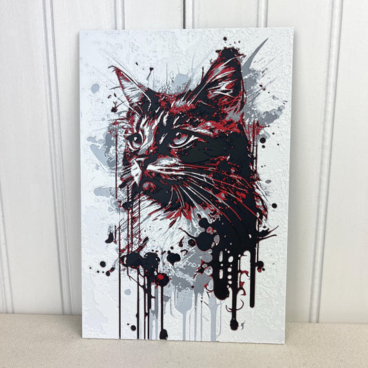 Cat Wall Art, Modern Abstract Drip Painting Style Wall Art, Textured Feline Art, Cat Lover