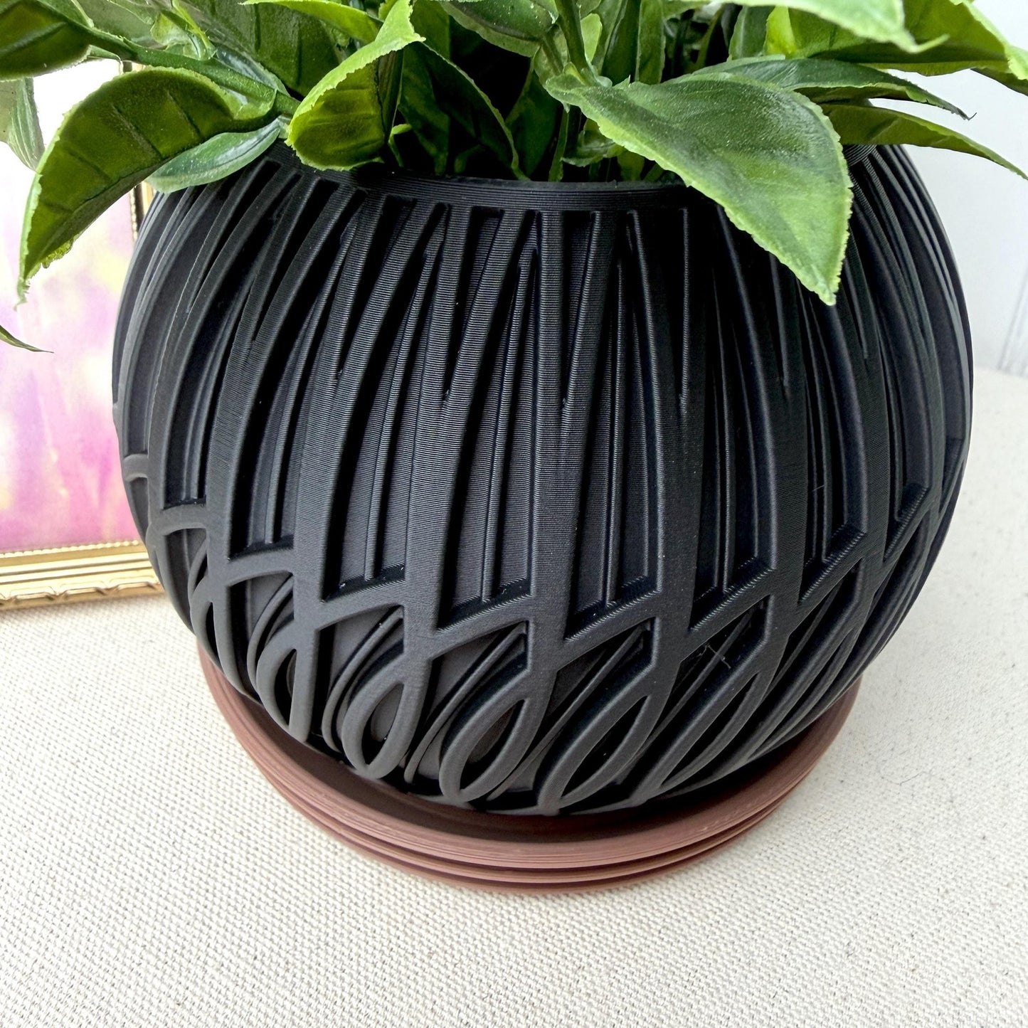 The Lumen Planter, Indoor Flower Pot, Tabletop Planter, Raised Pattern