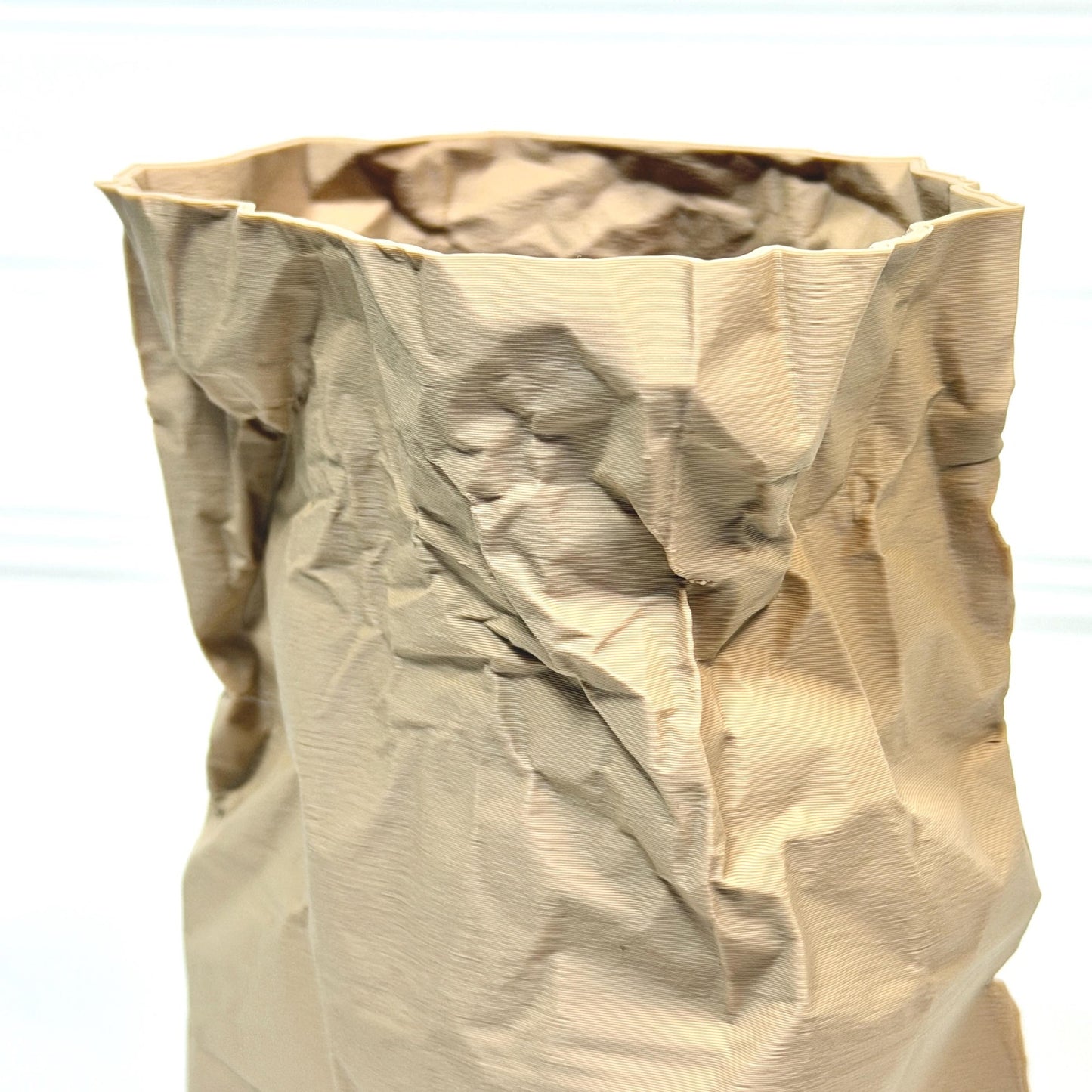 Kraftique - Paper Reborn , Crumpled Paper Bag Design, Small Tabletop Vase, Desktop Storage, Playful Design