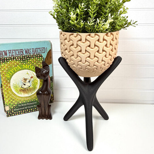Triova Cachepot, Indoor Tabletop Cache Pot, Planter Pot, No Drainage Holes, Elevated Design