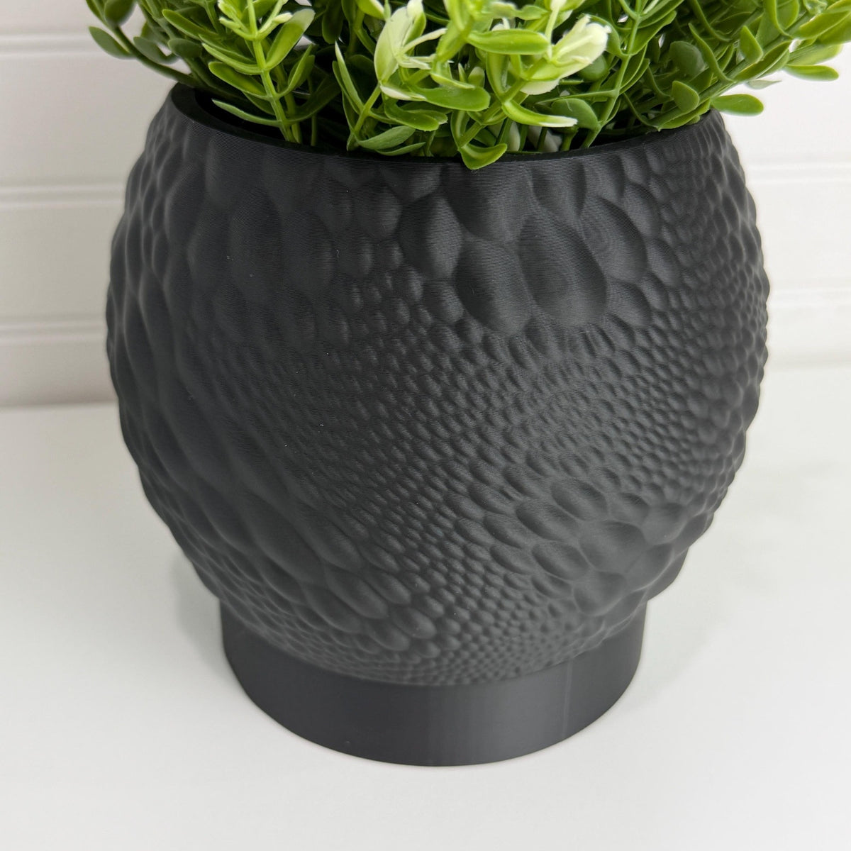 Gato Planter, Tabletop Indoor Plant Pot with Drip Tray, Organic Pattern, Moon Texture