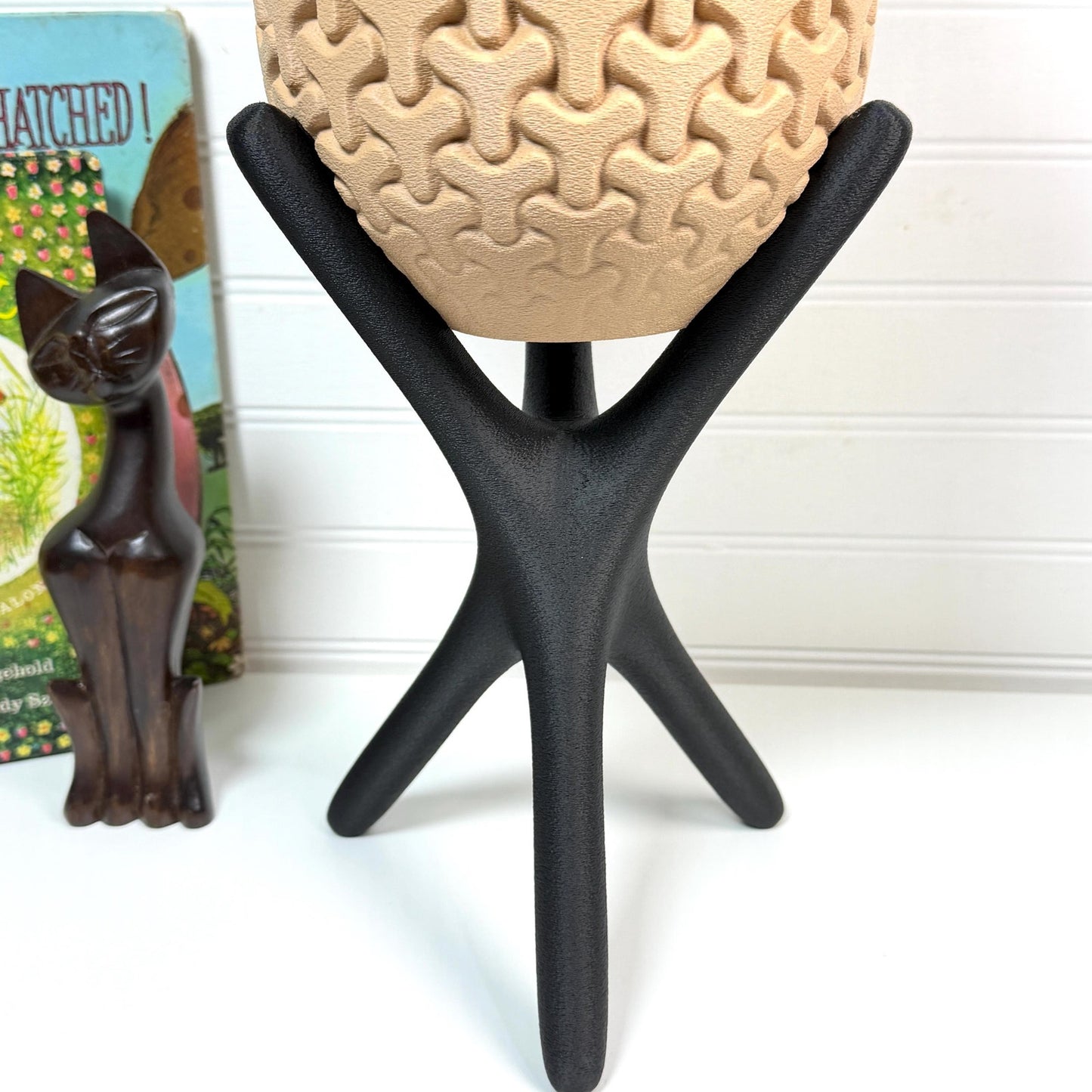 Triova Cachepot, Indoor Tabletop Cache Pot, Planter Pot, No Drainage Holes, Elevated Design
