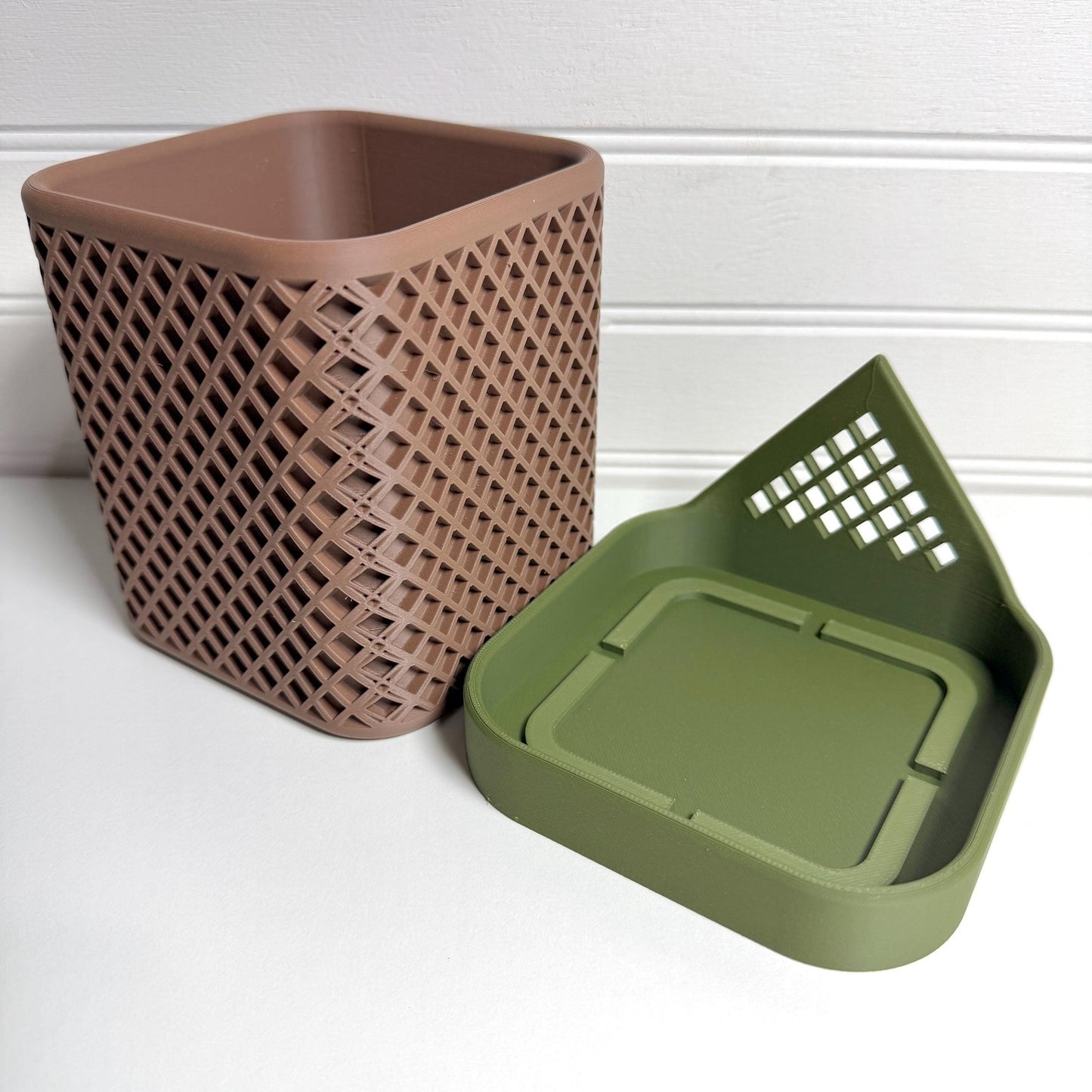 Squared Polygon Planter, Indoor Plant Pot with Decorative Drip Tray, Tabletop Planter