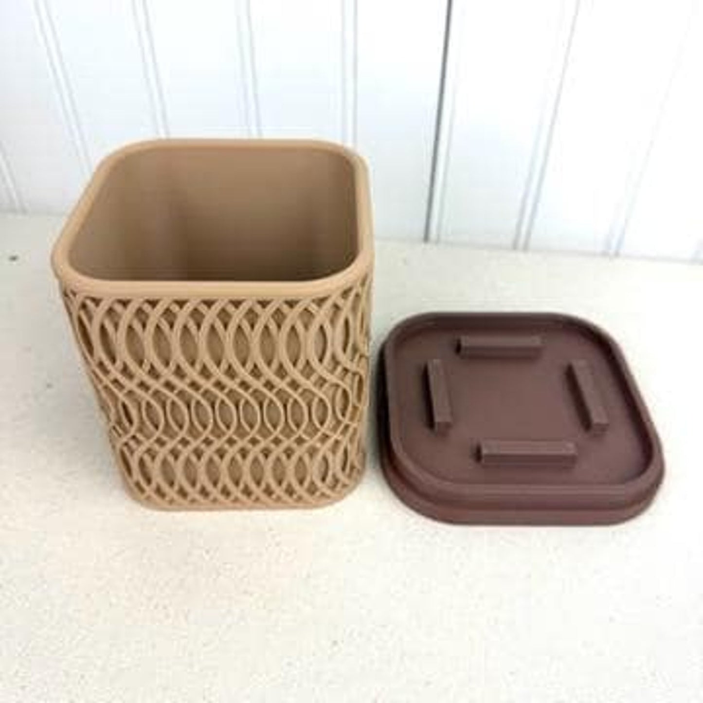 The Glowtide Planter, Indoor Flower Pot, Tabletop Planter. Woven Design